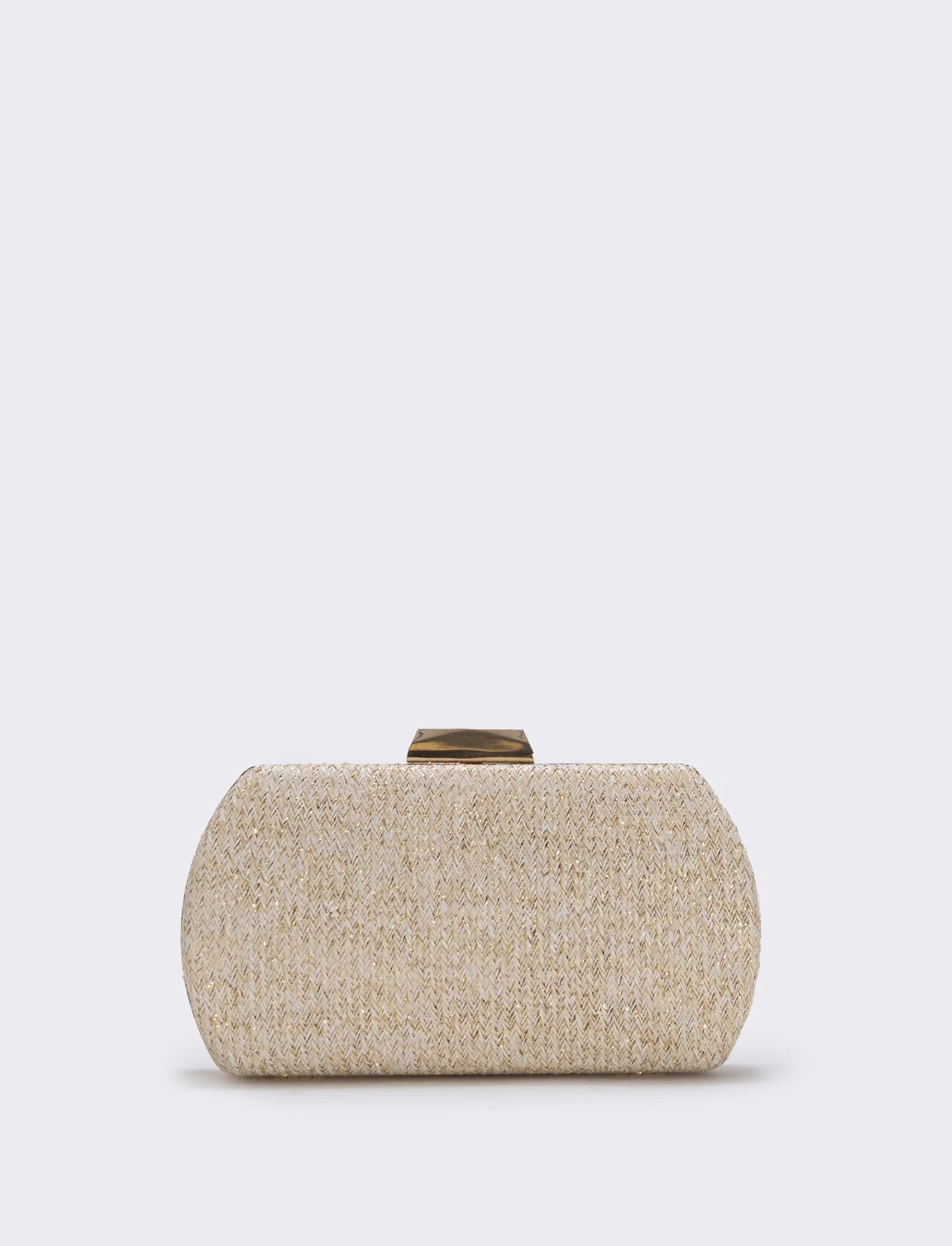 Borsetta rigida in paglia e lurex - Bianco natural