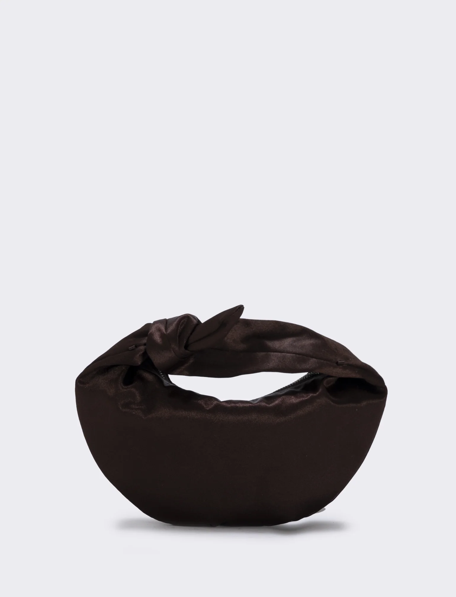 Borsetta satin con nodo e tracollina elegante - Moro