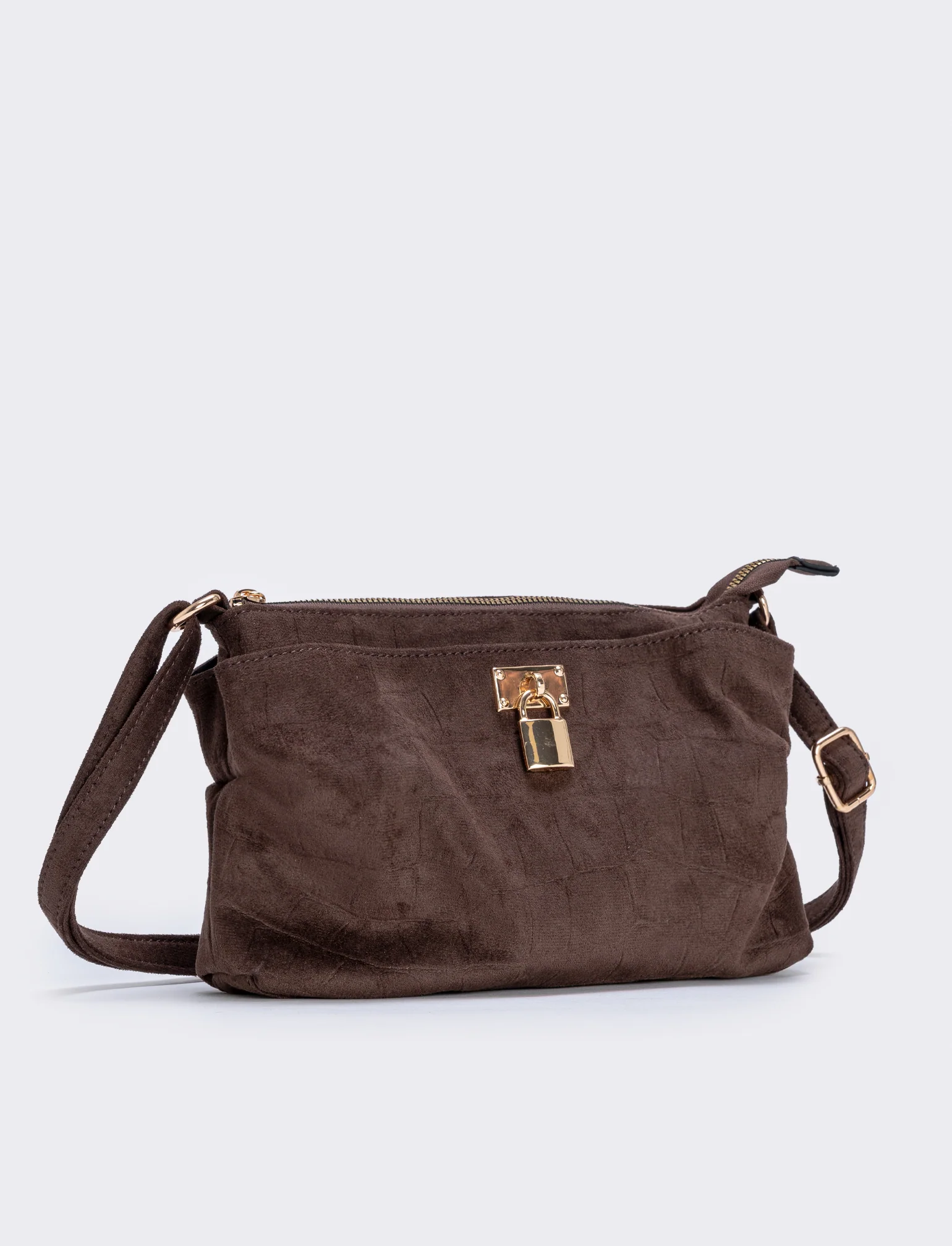 Borsetta suede cocco con lucchetto - Moro - Image 2