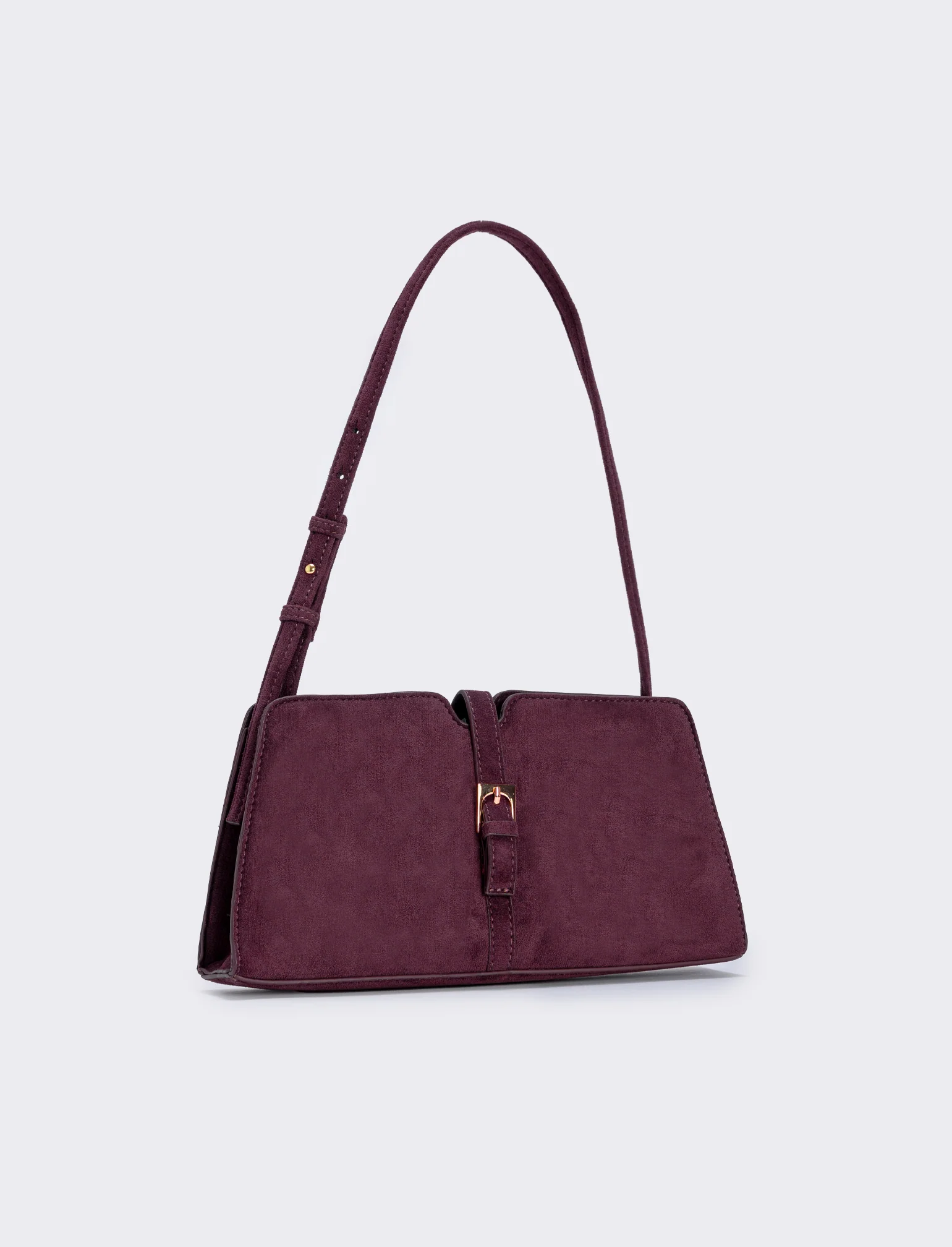 Borsetta suede con fibbia elegante - Bordeaux - Image 2