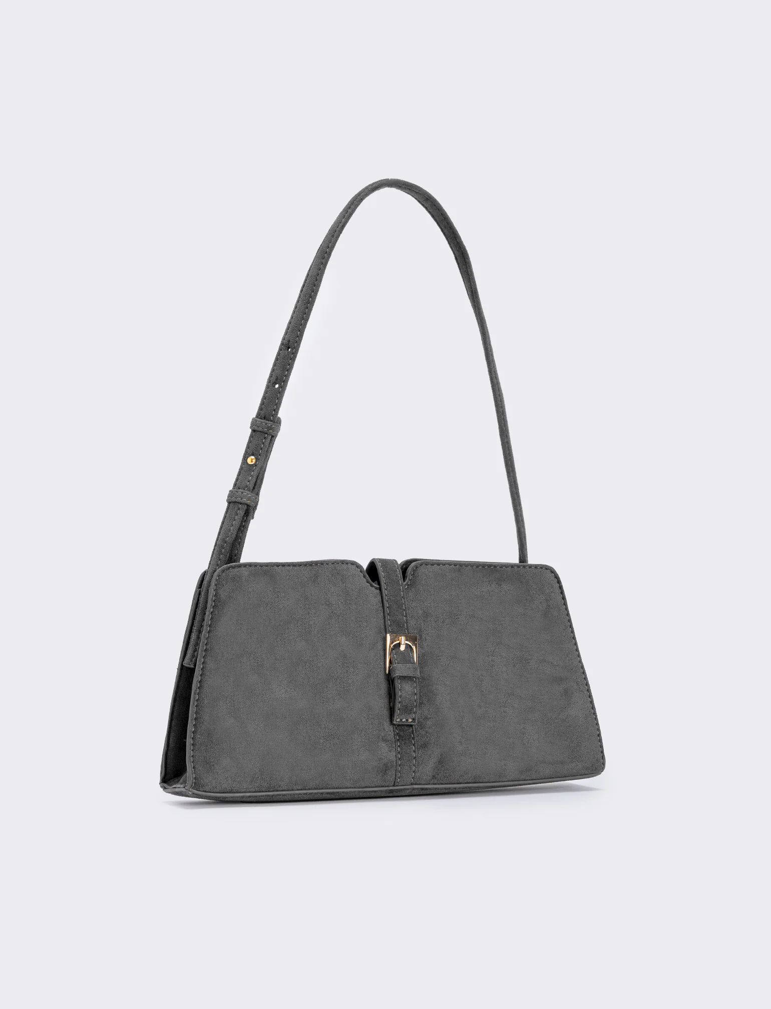 Borsetta suede con fibbia elegante - Grigio - Image 2