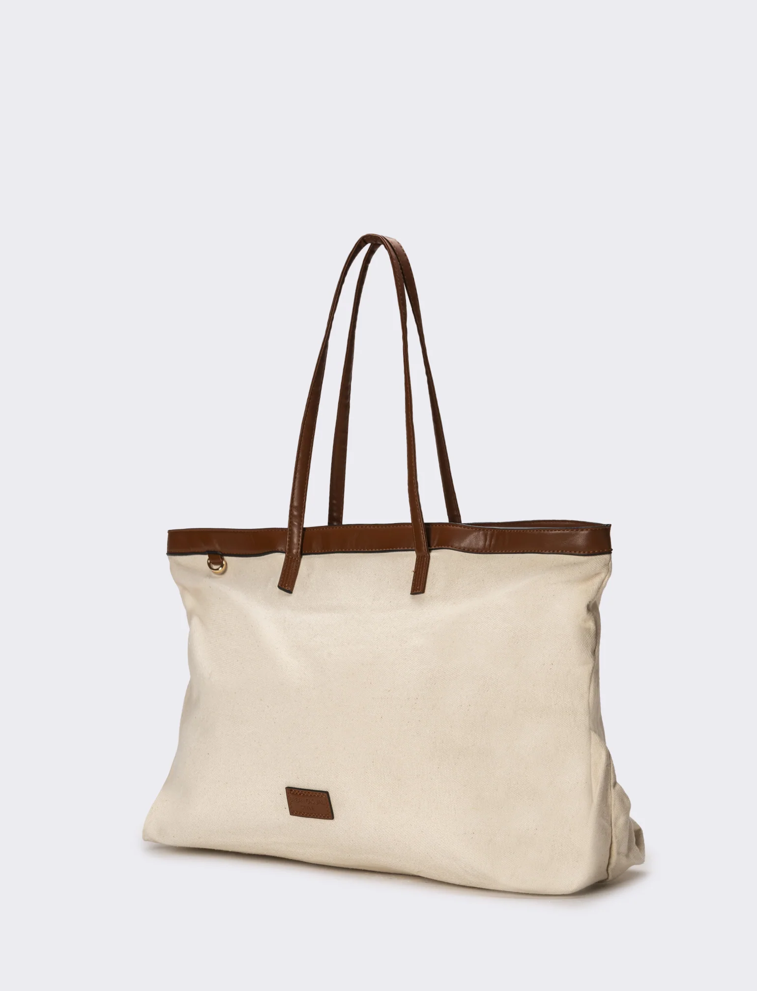 Borsone donna canvas con manici pvc - Bianco sporco - Image 2