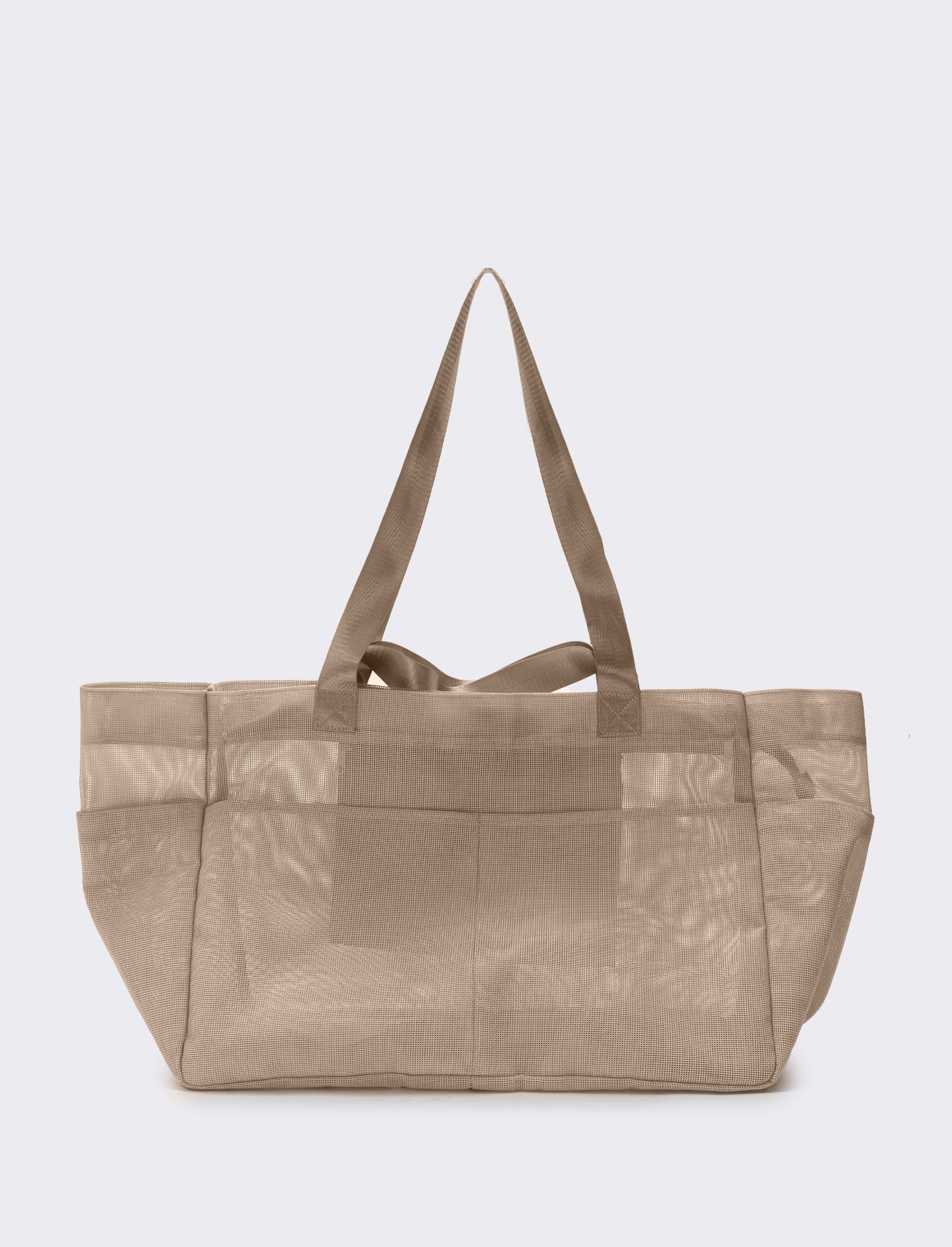 Borsone shopper grande a rete - Beige