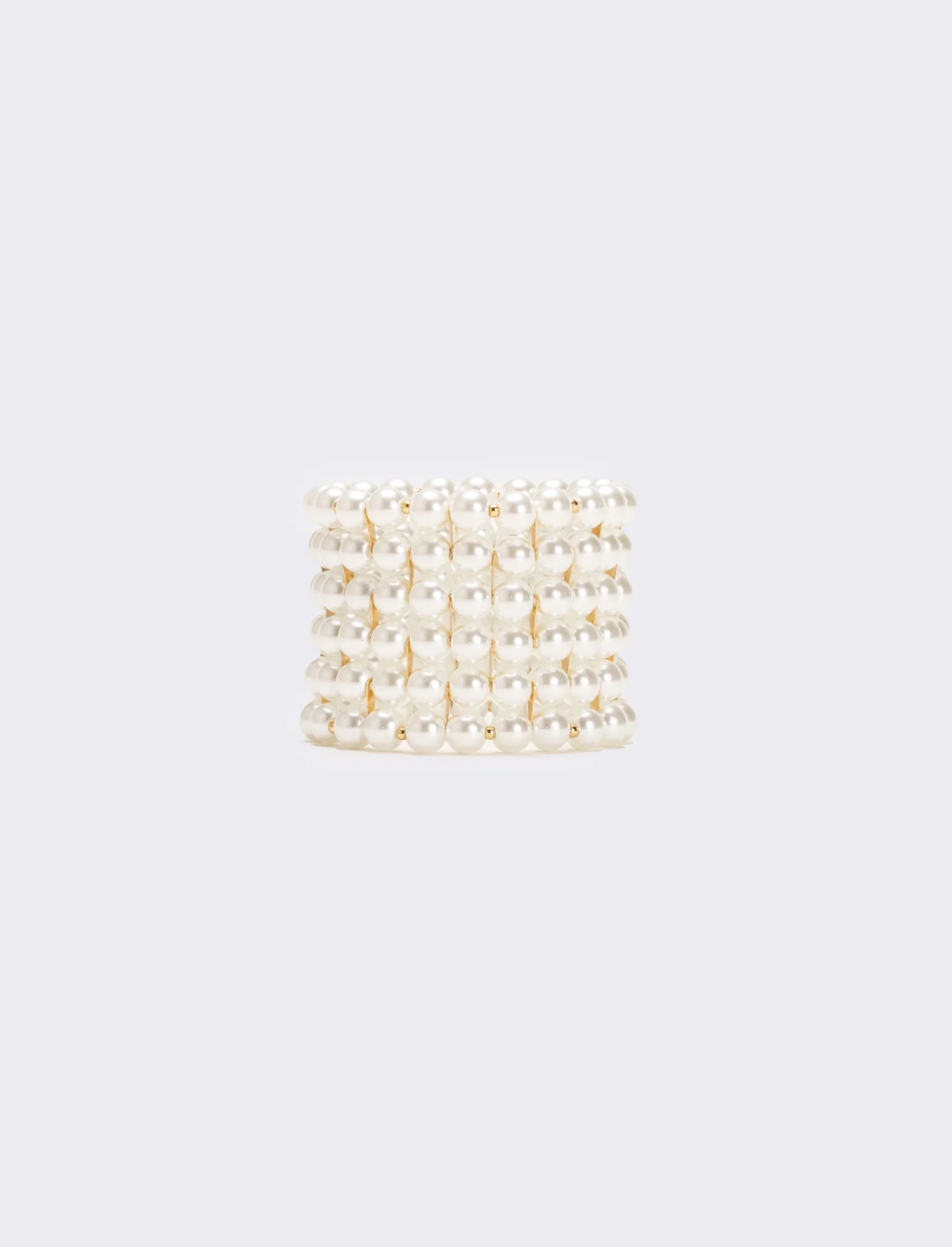 Bracciale 5 fili perle elastico - Bianco natural