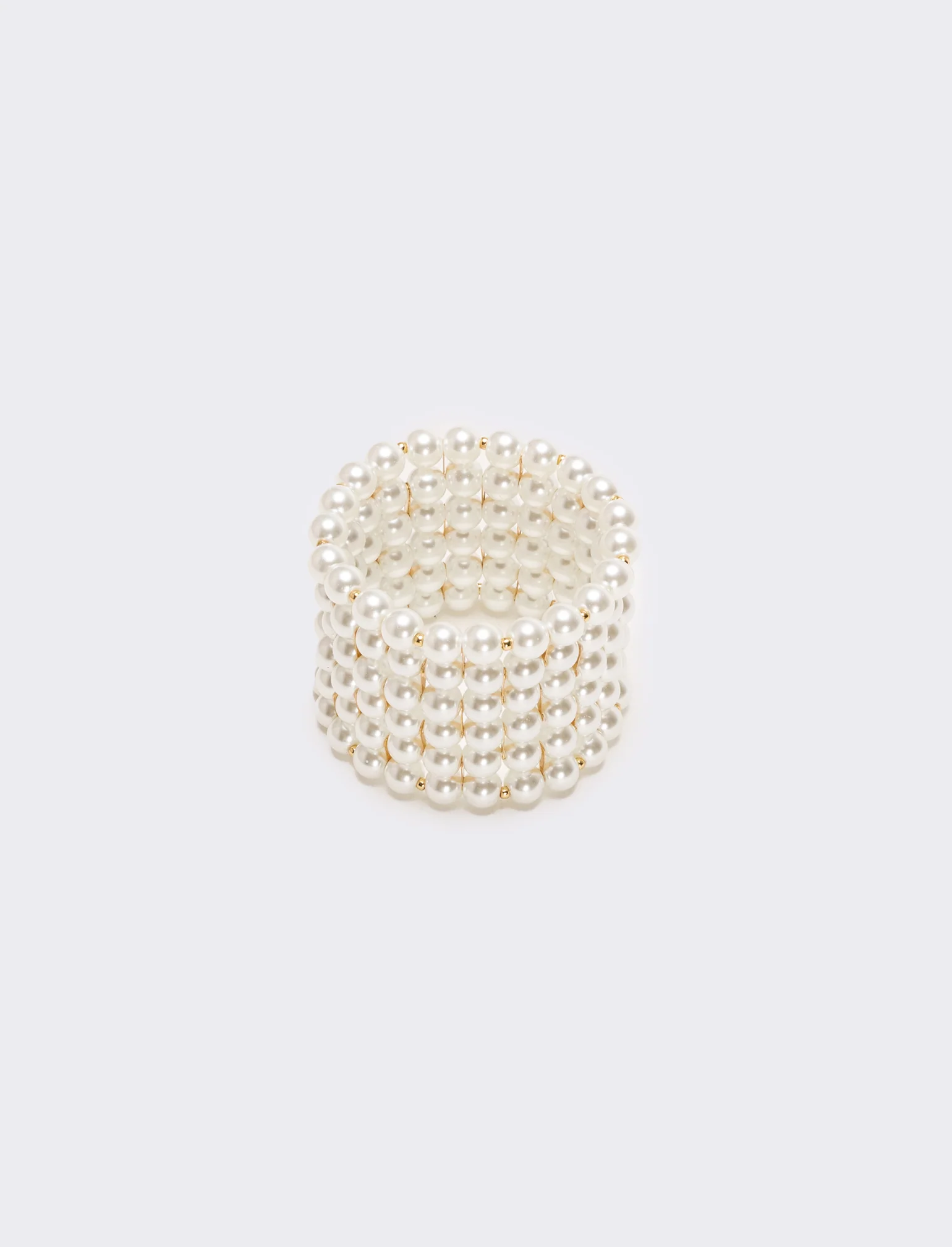 Bracciale 5 fili perle elastico - Bianco natural - Image 2