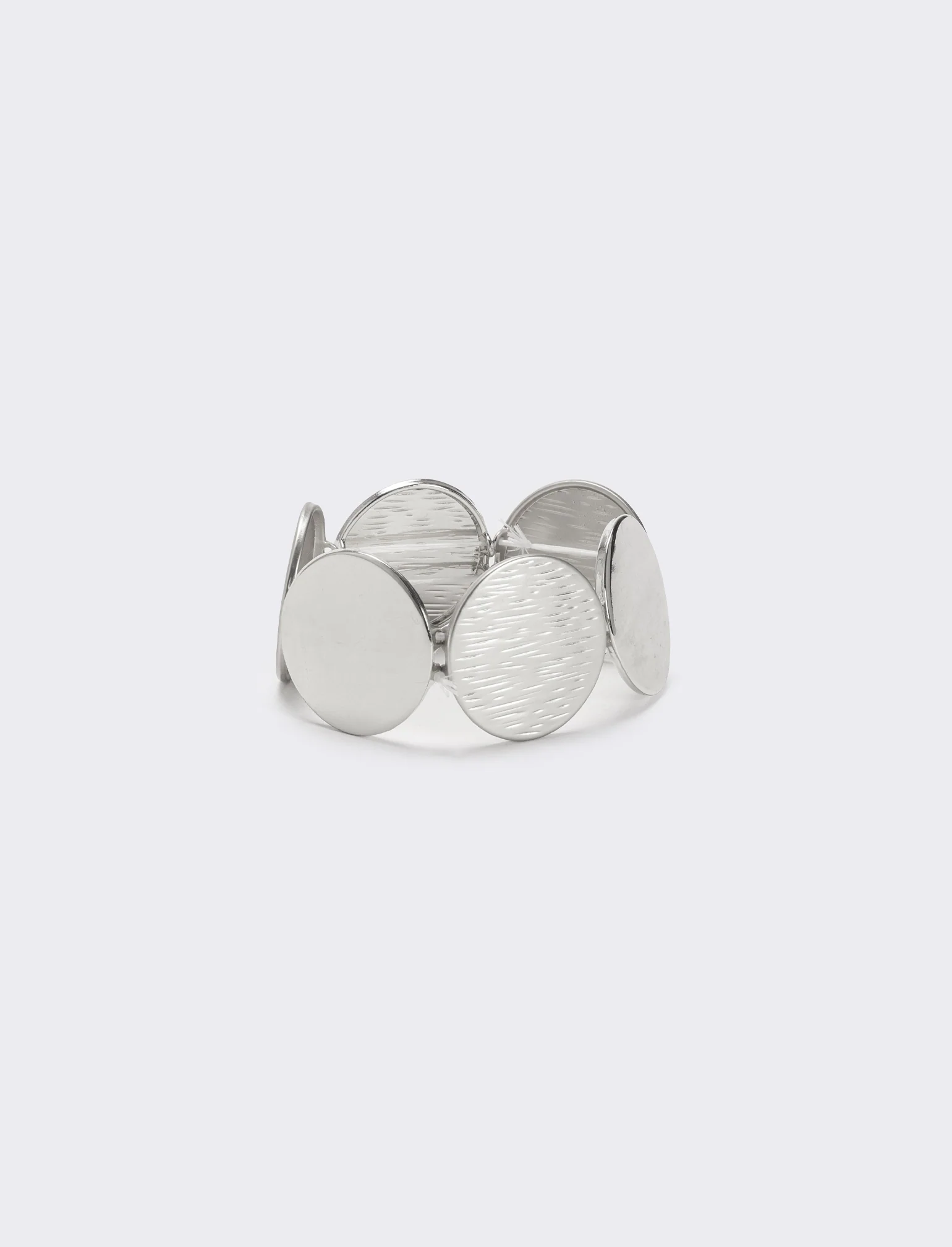 Bracciale bottoni rotondi lucido e opaco - Argento - Image 2