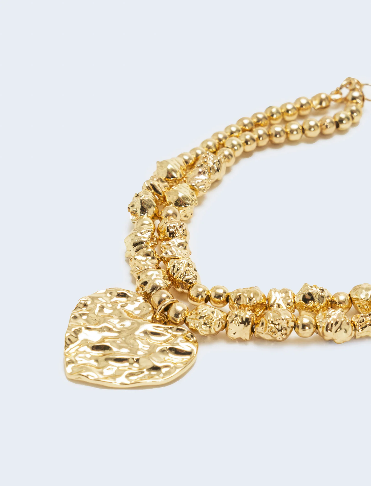 Bracciale con perle e cuore martellato - Oro - Image 3