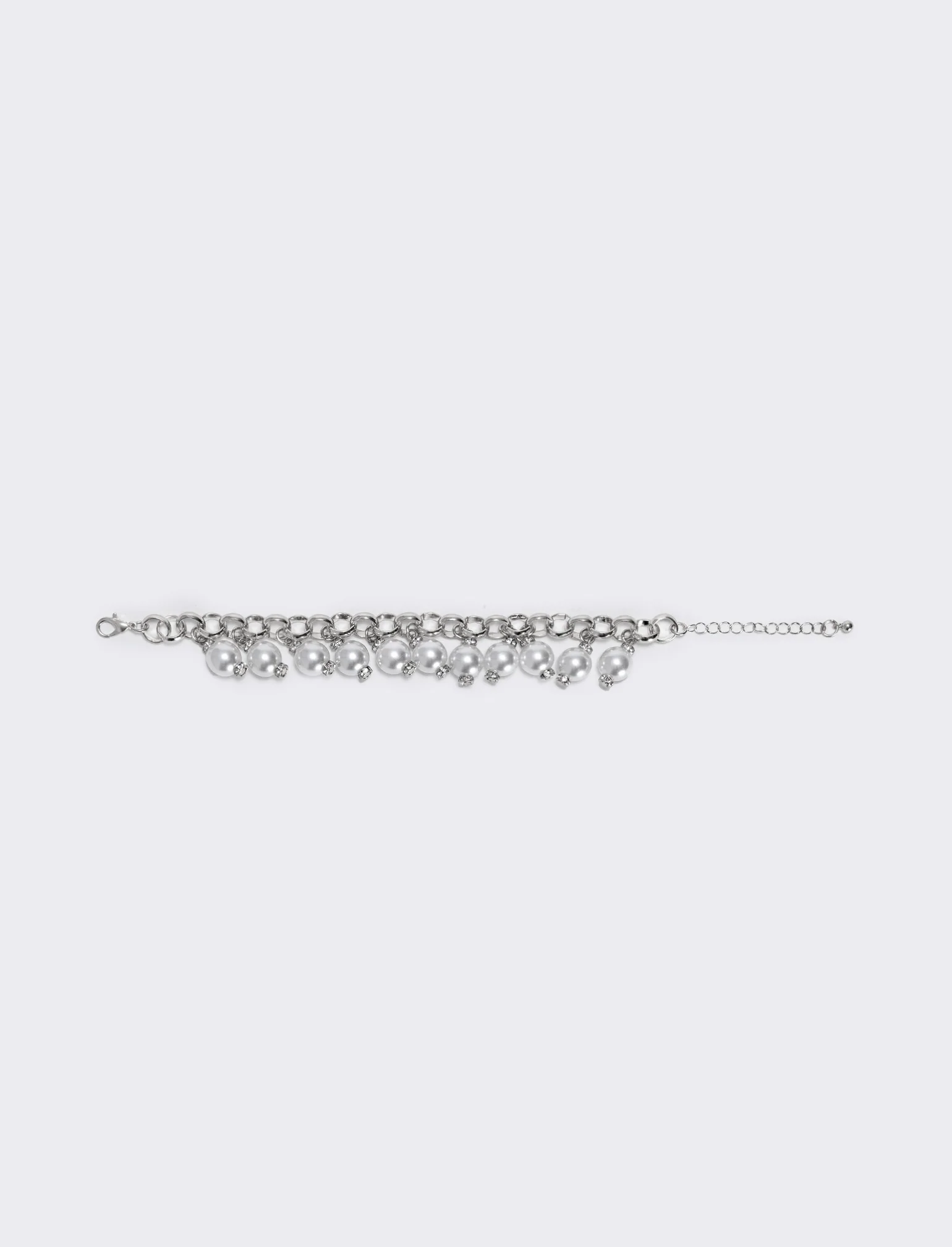 Bracciale con perline e catenina elegante - Argento