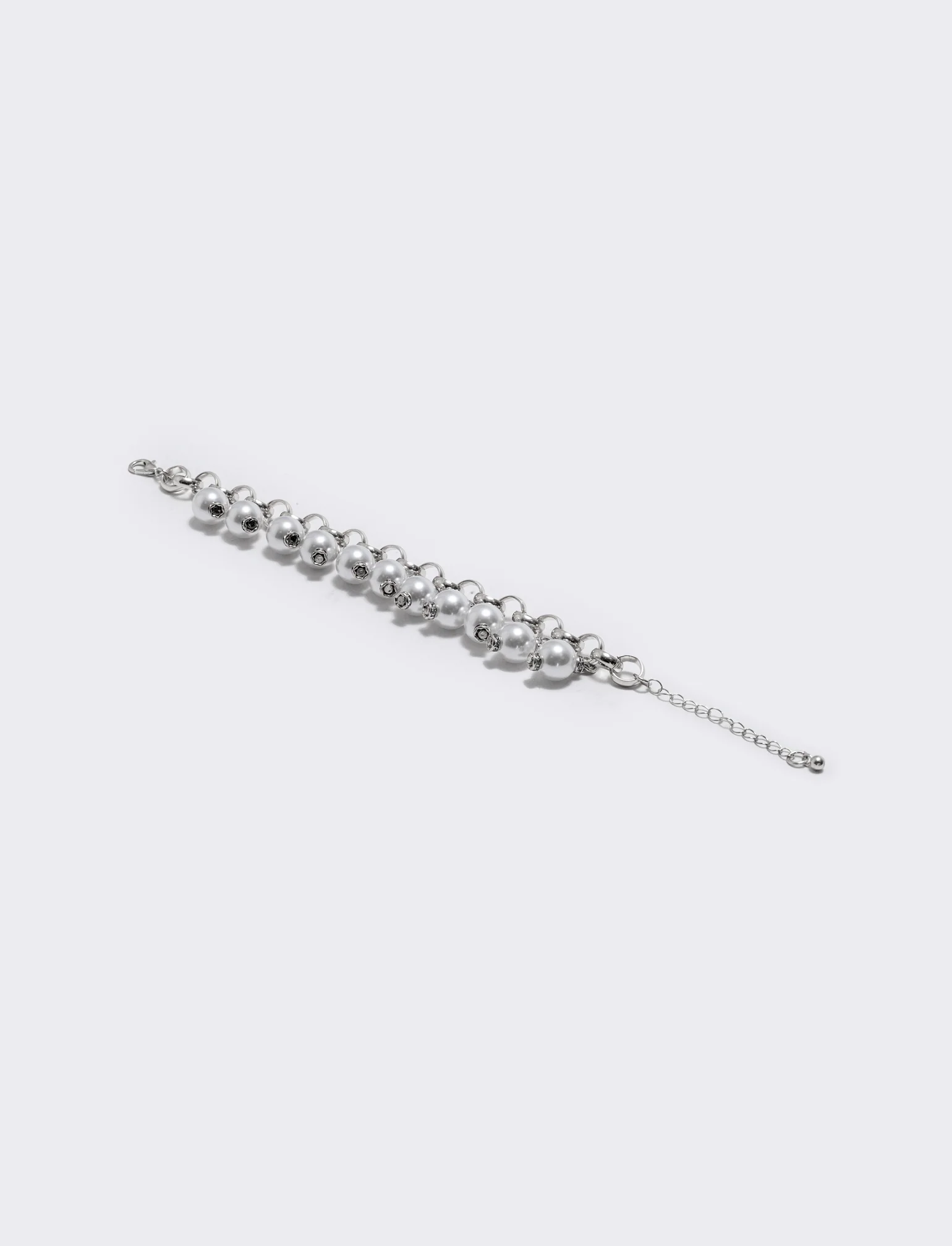 Bracciale con perline e catenina elegante - Argento - Image 2