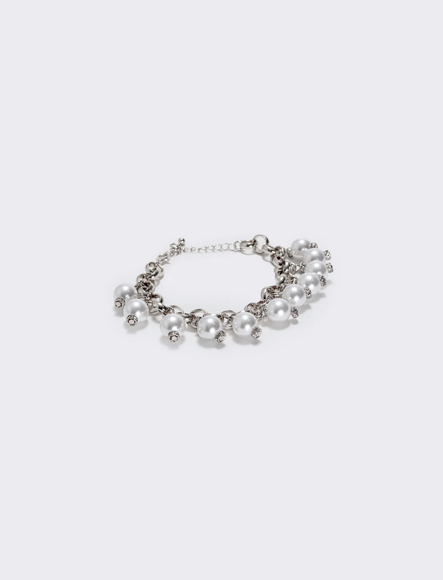 Bracciale con perline e catenina elegante - Argento - Image 3