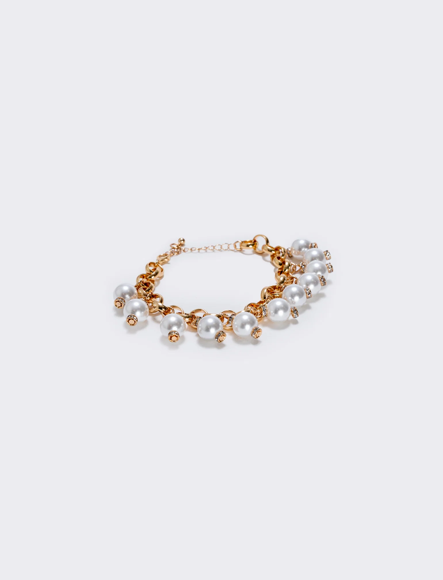 Bracciale con perline e catenina elegante - Oro - Image 3