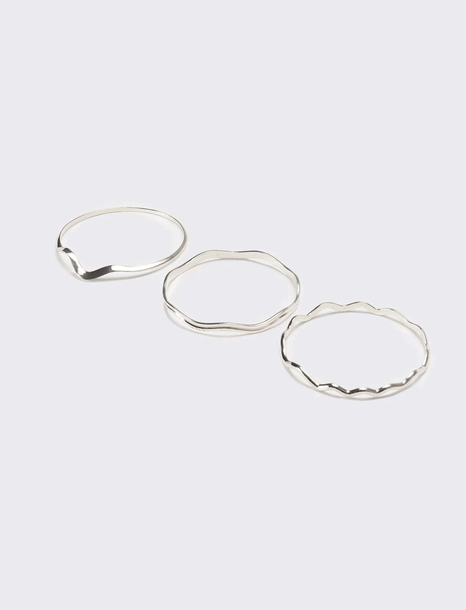 Bracciale donna 3 pezzi ondulati - Argento - Image 2
