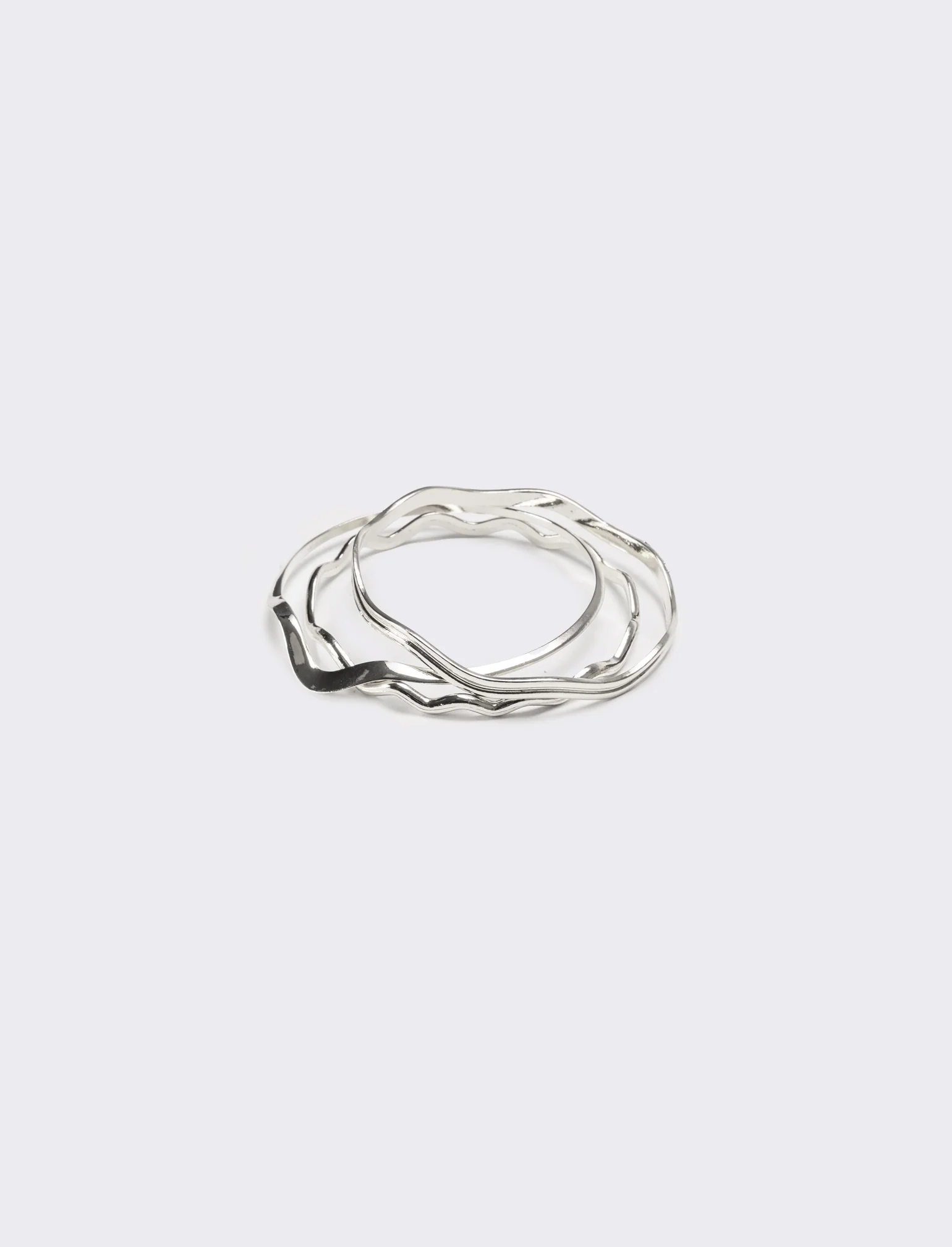 Bracciale donna 3 pezzi ondulati - Argento - Image 3