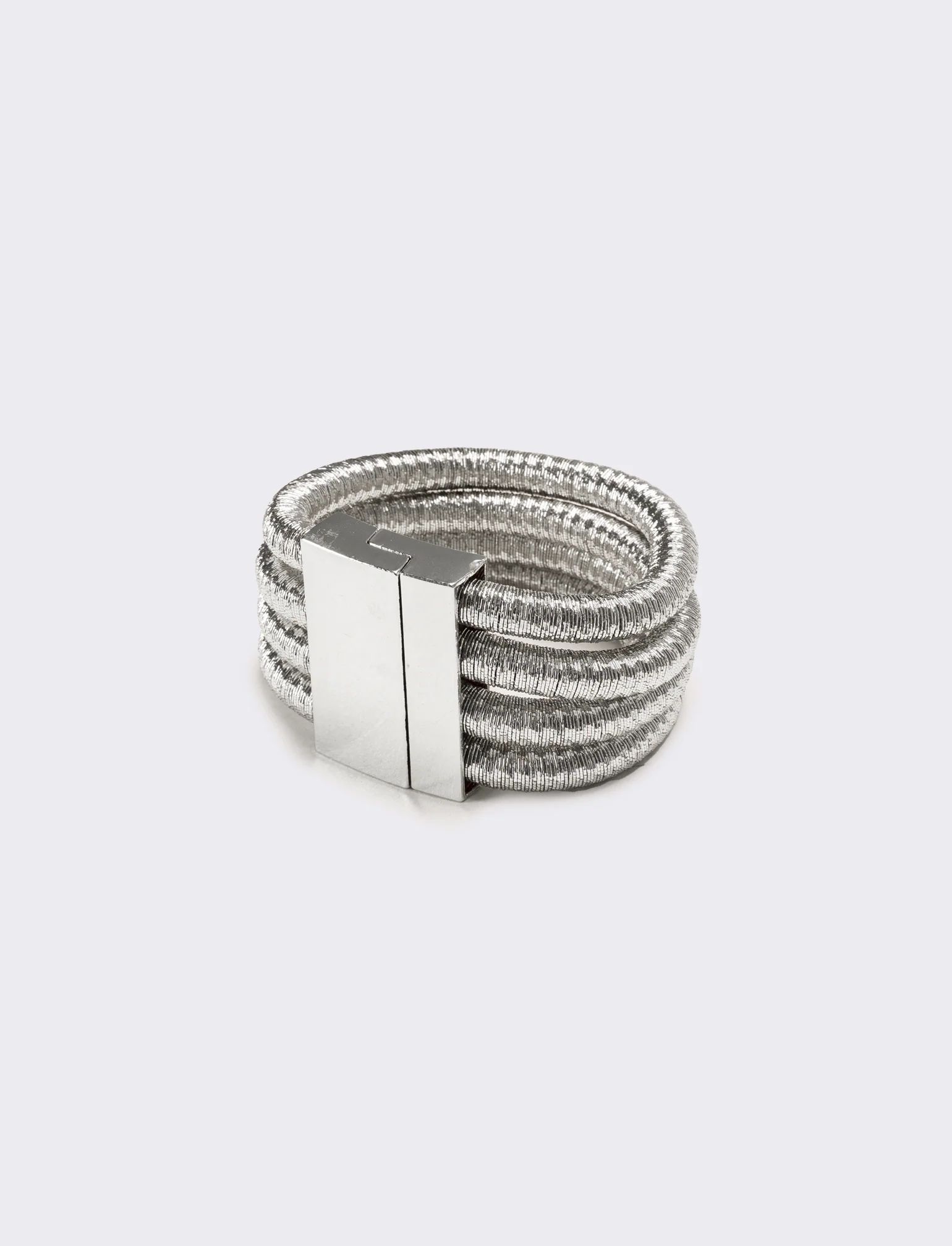 Bracciale donna 4 cordoni con chiusura metallica - Argento - Image 2
