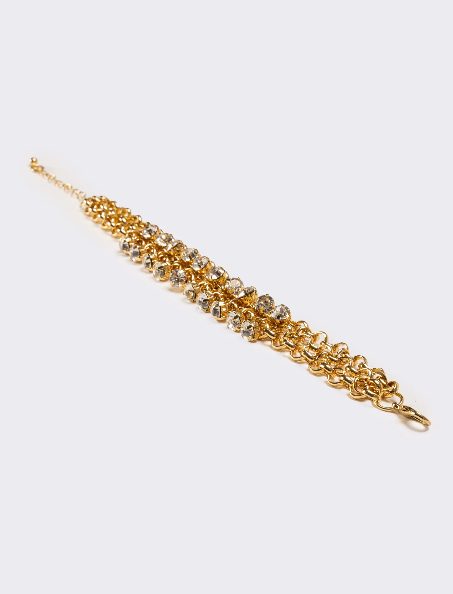 Bracciale donna con strass maglia metallica - Oro - Image 2