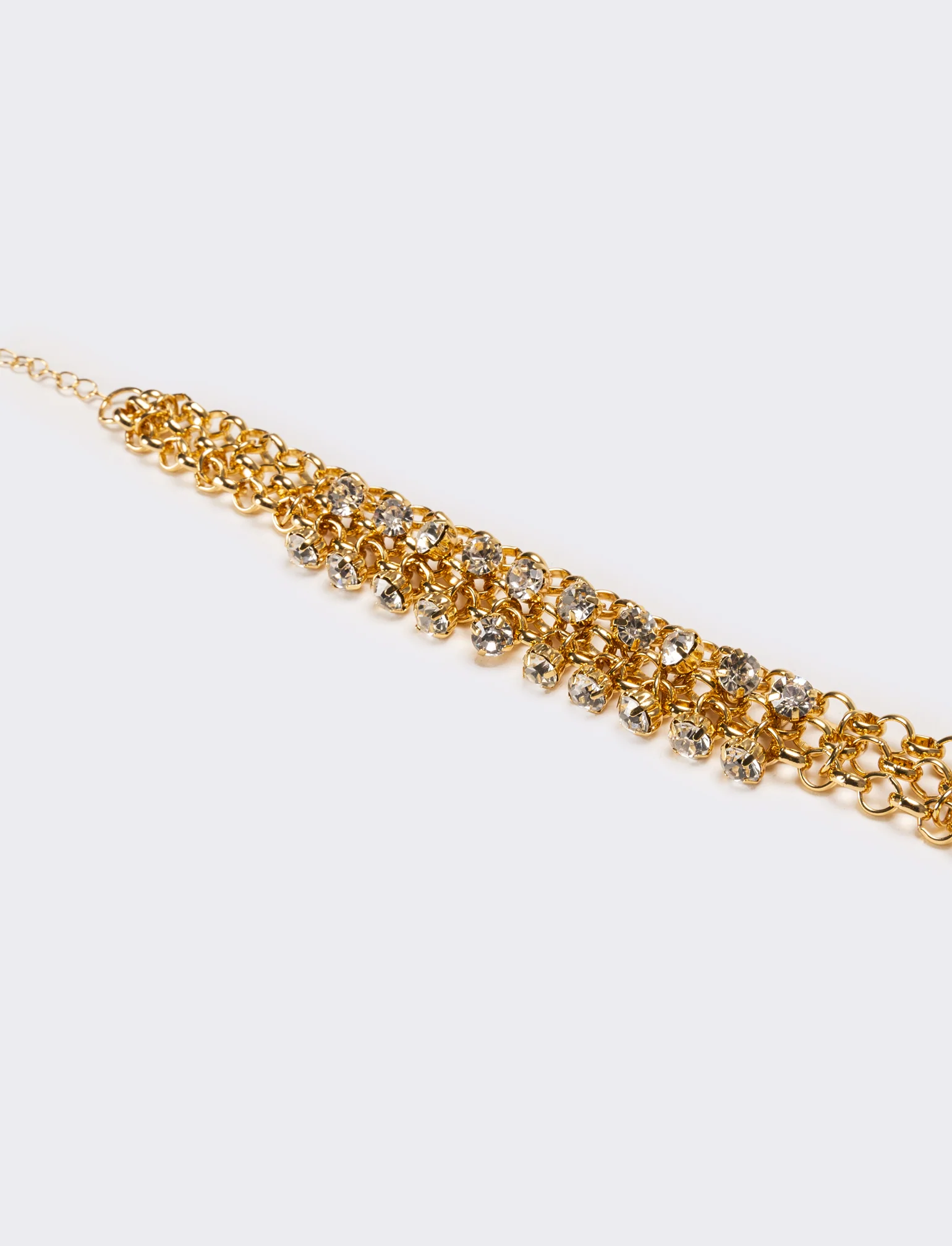 Bracciale donna con strass maglia metallica - Oro - Image 3