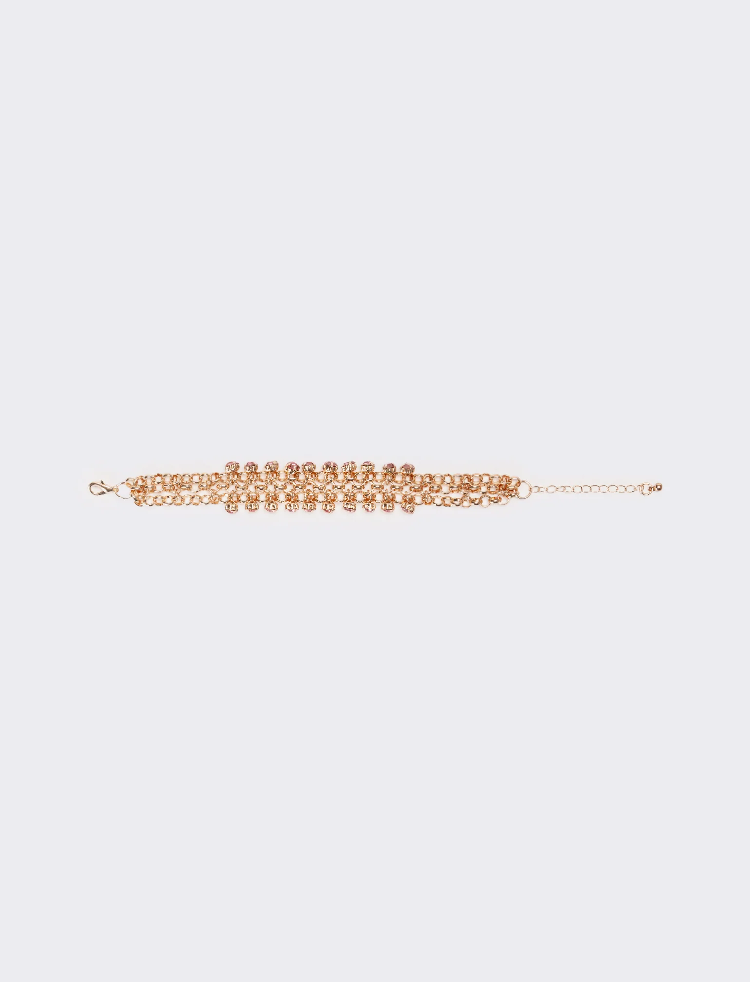 Bracciale donna con strass maglia metallica - Rosa