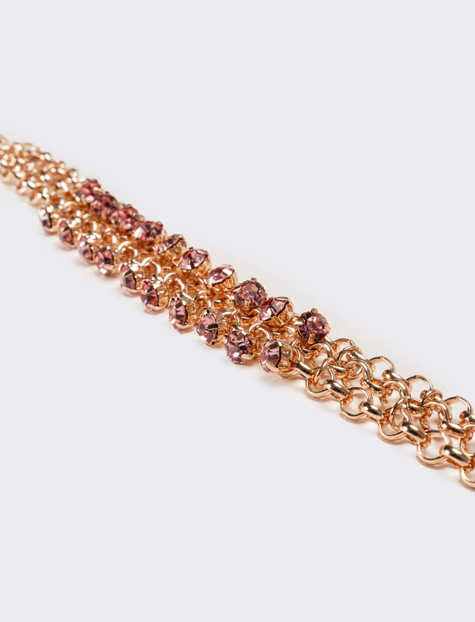 Bracciale donna con strass maglia metallica - Rosa - Image 2