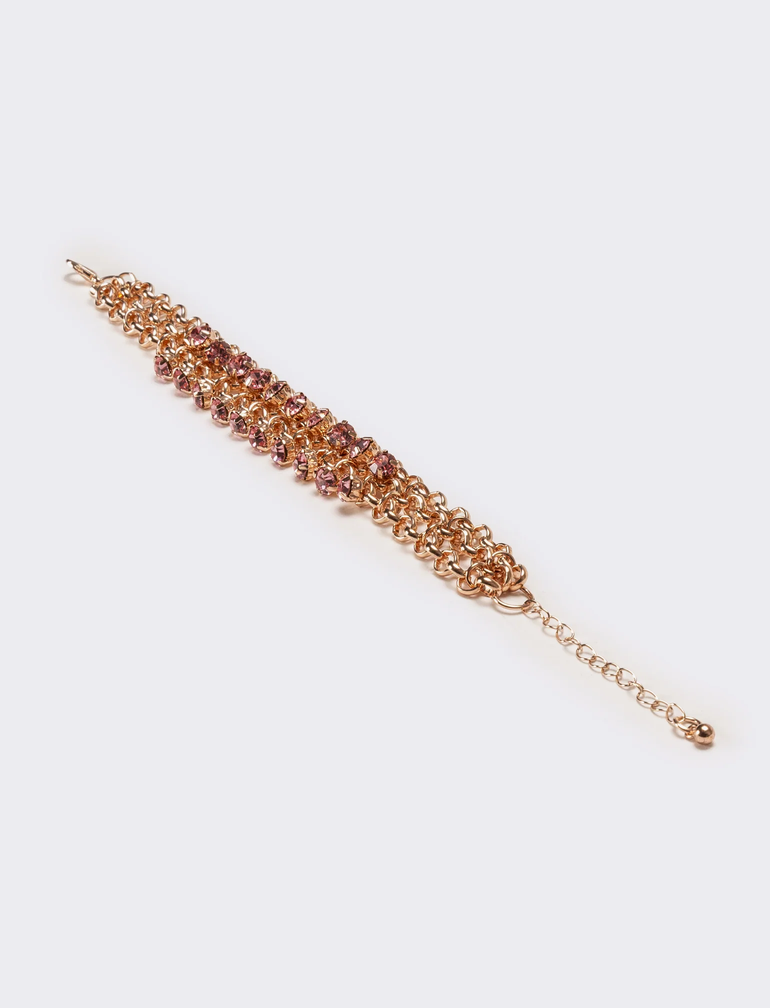 Bracciale donna con strass maglia metallica - Rosa - Image 3