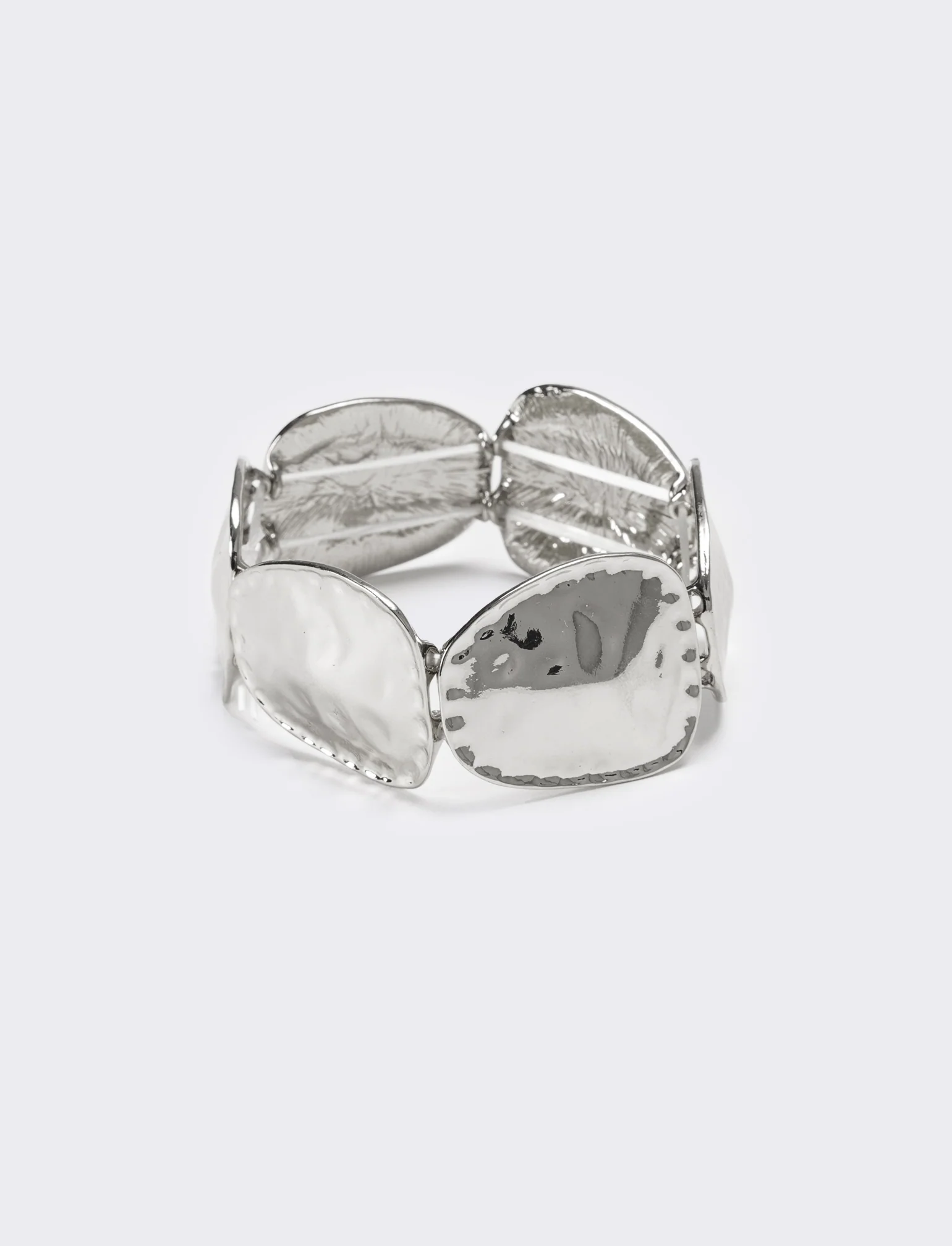 Bracciale donna martellato elastico - Argento