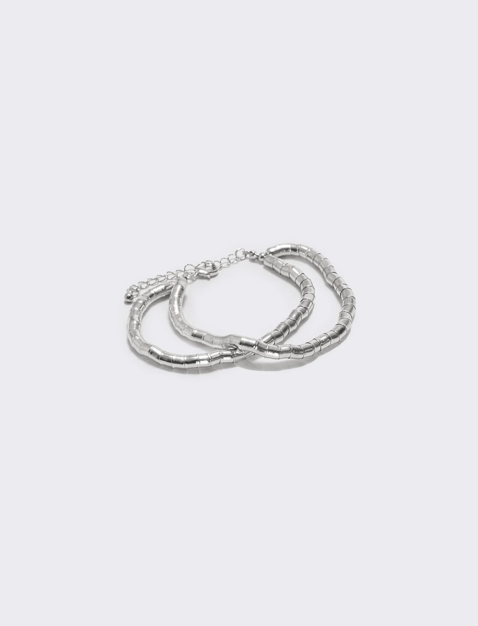 Bracciale doppio filo effetto snake - Argento - Image 2