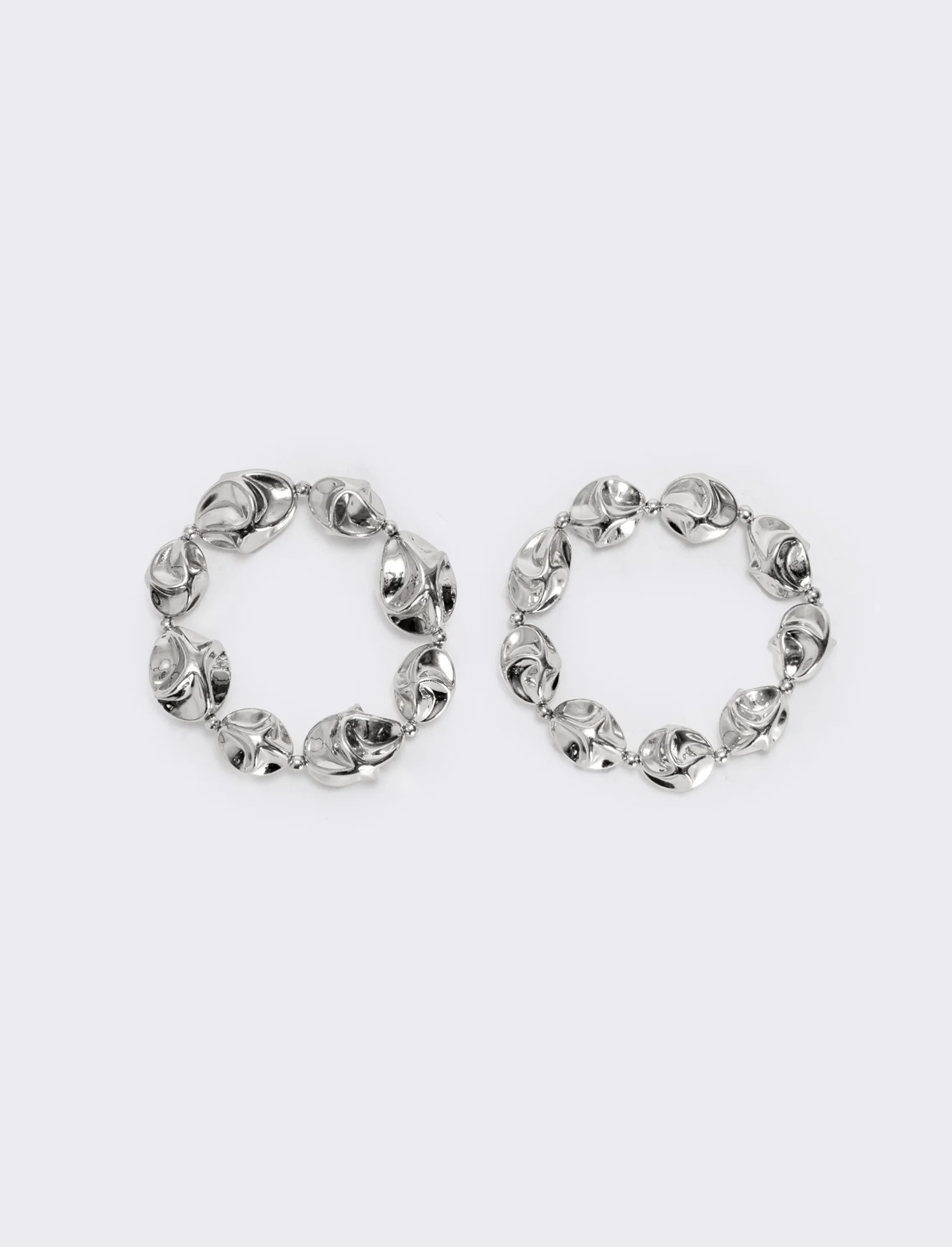 Bracciale due fili con sfere martellate - Argento