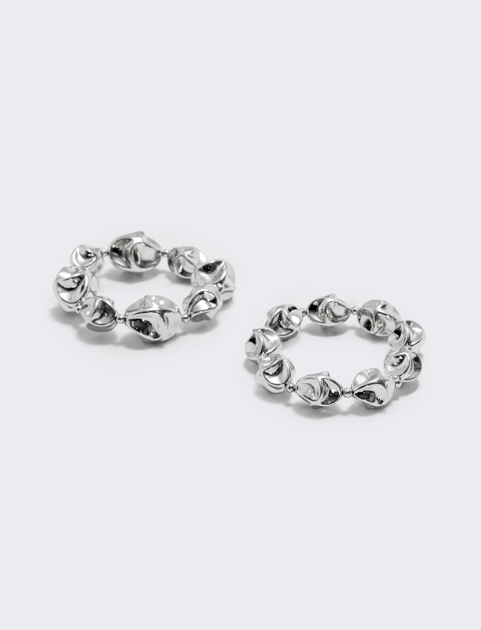 Bracciale due fili con sfere martellate - Argento - Image 2