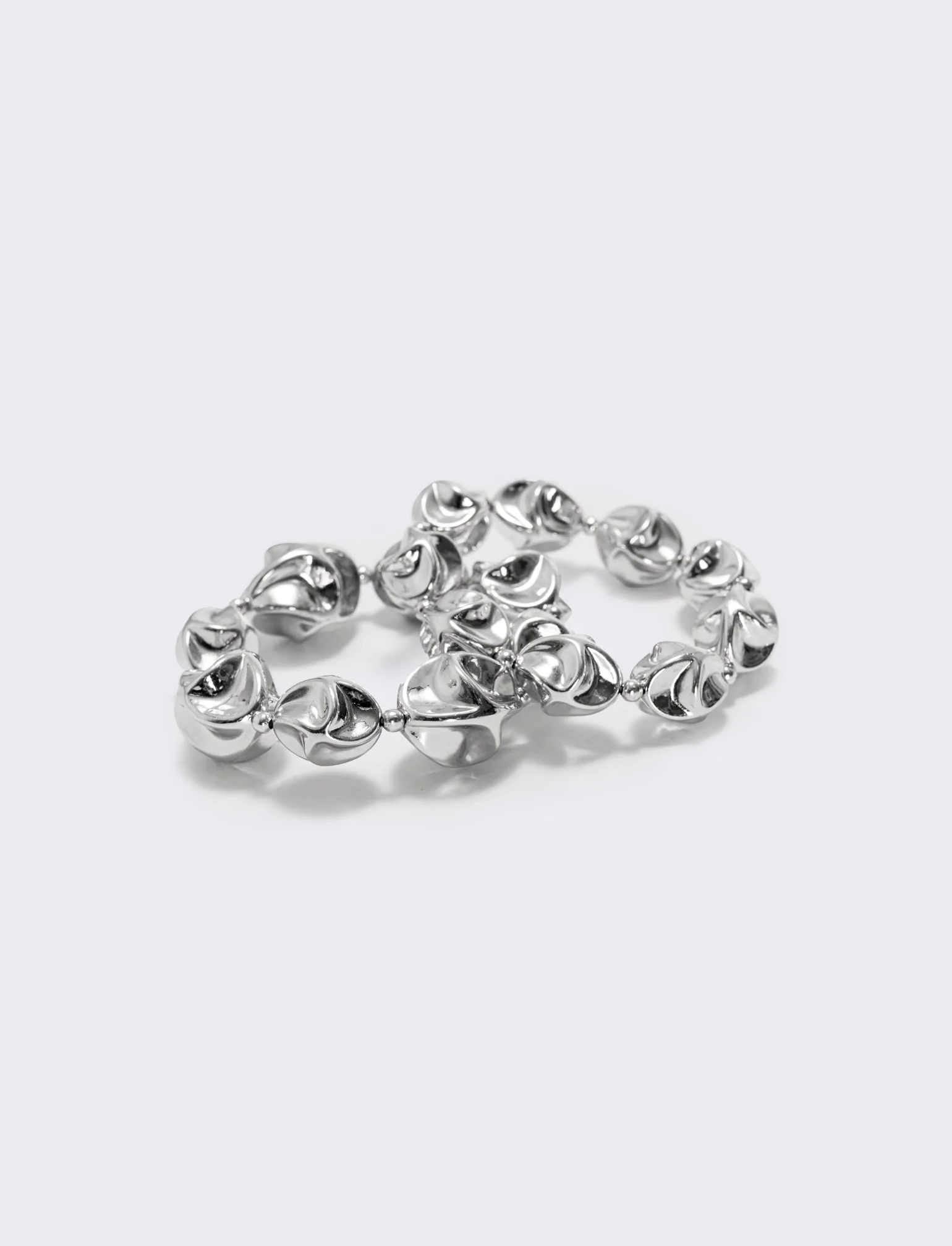 Bracciale due fili con sfere martellate - Argento - Image 3
