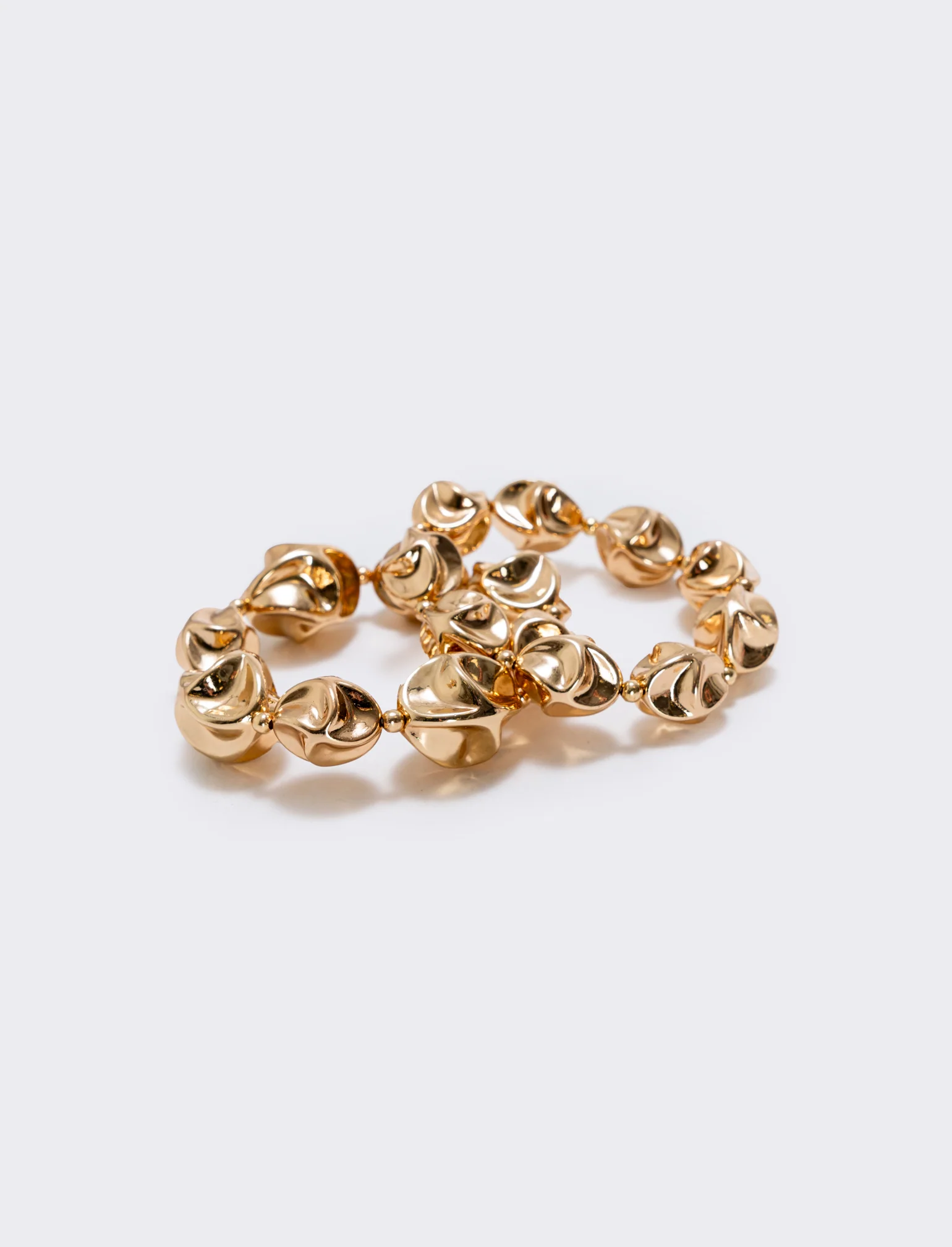 Bracciale due fili con sfere martellate - Oro - Image 2