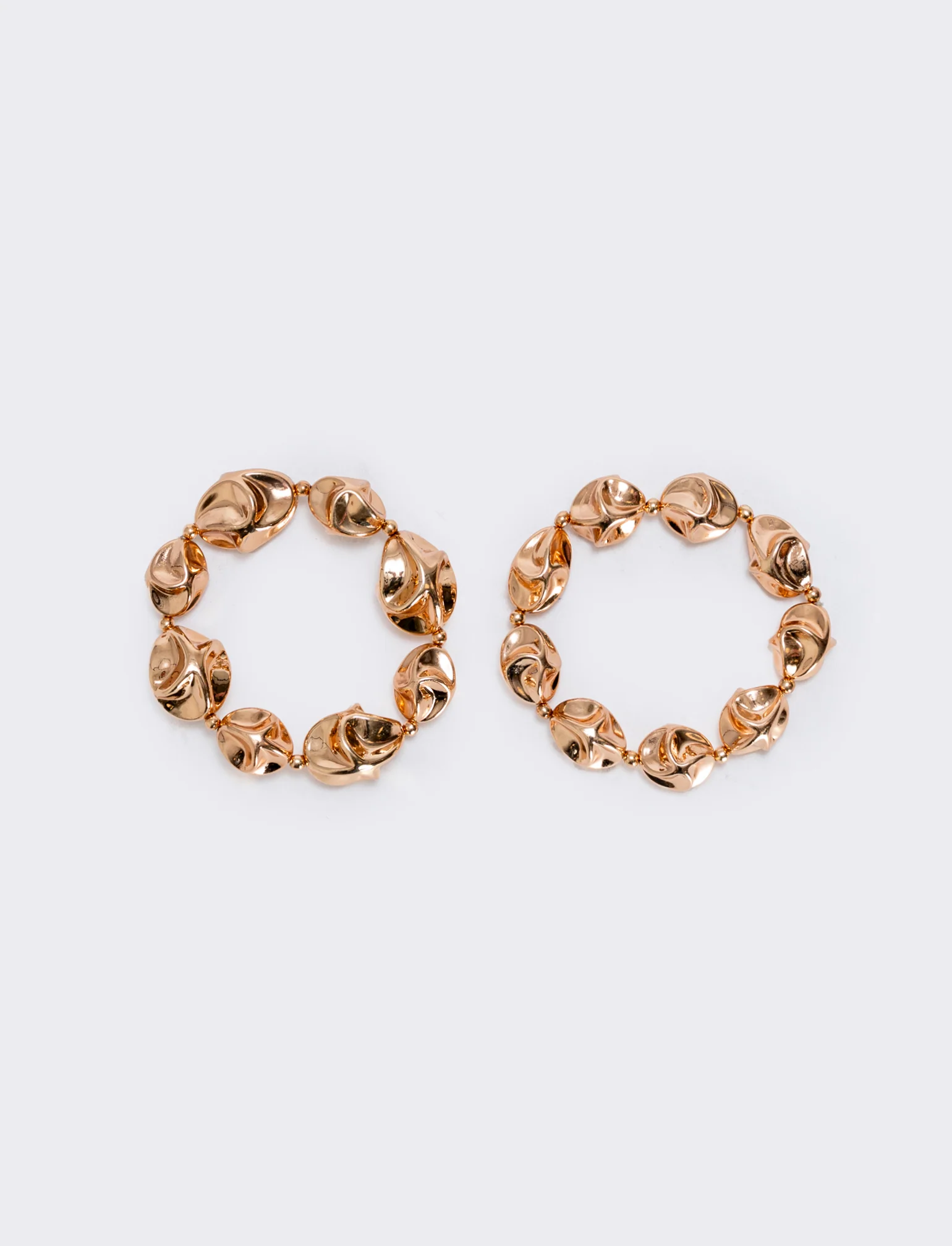 Bracciale due fili con sfere martellate - Oro rosa