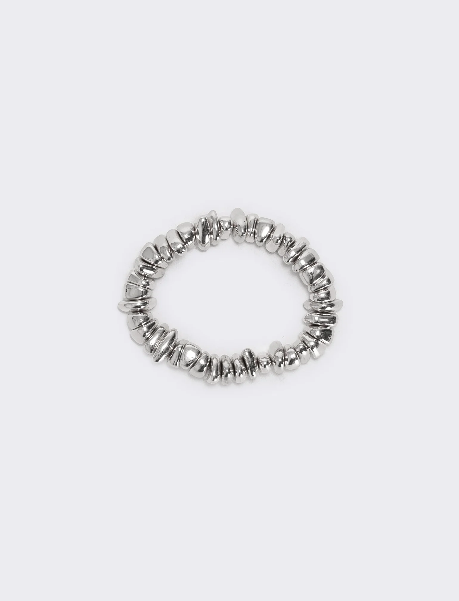 Bracciale elastico con pepite asimmetriche - Argento
