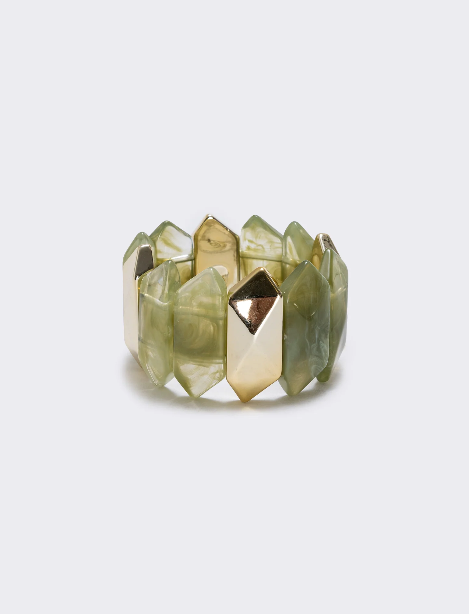 Bracciale elastico con pietre schiacciate - Verde - Image 2