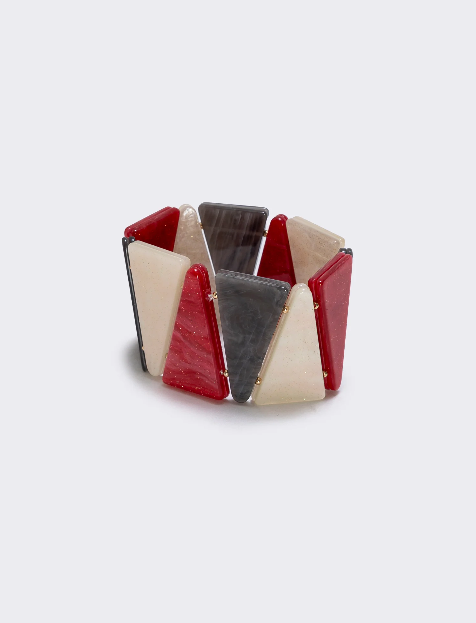 Bracciale elastico con pietre triangolari - Fuxia - Image 2