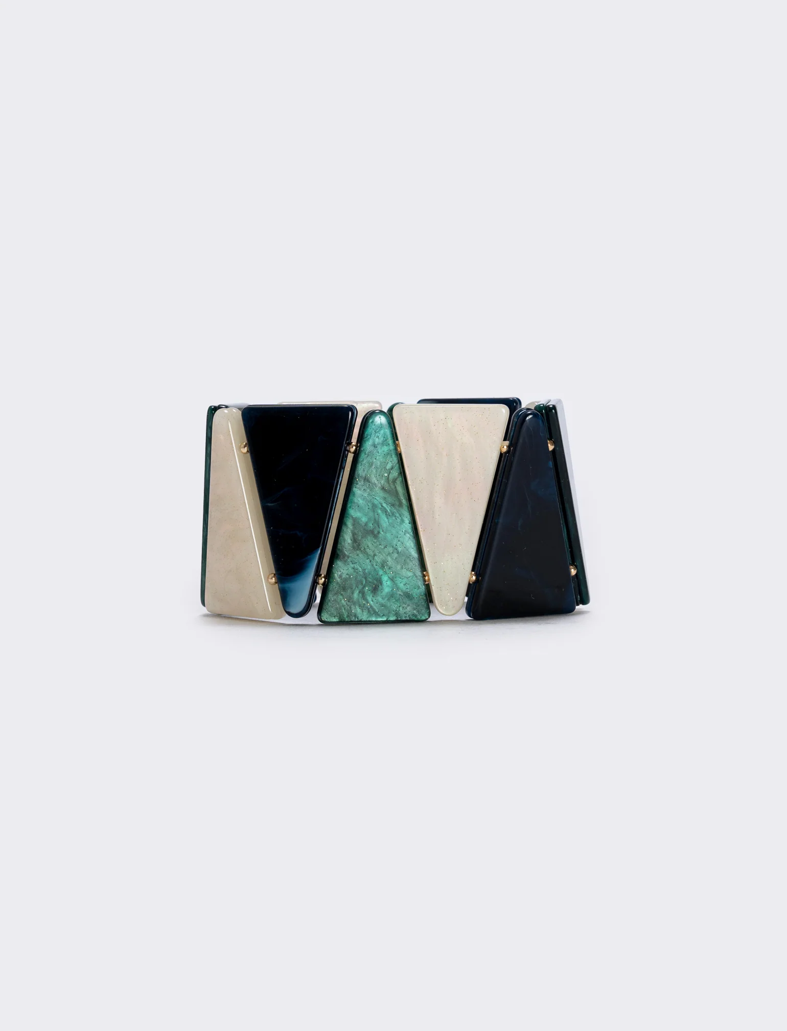 Bracciale elastico con pietre triangolari - Verde