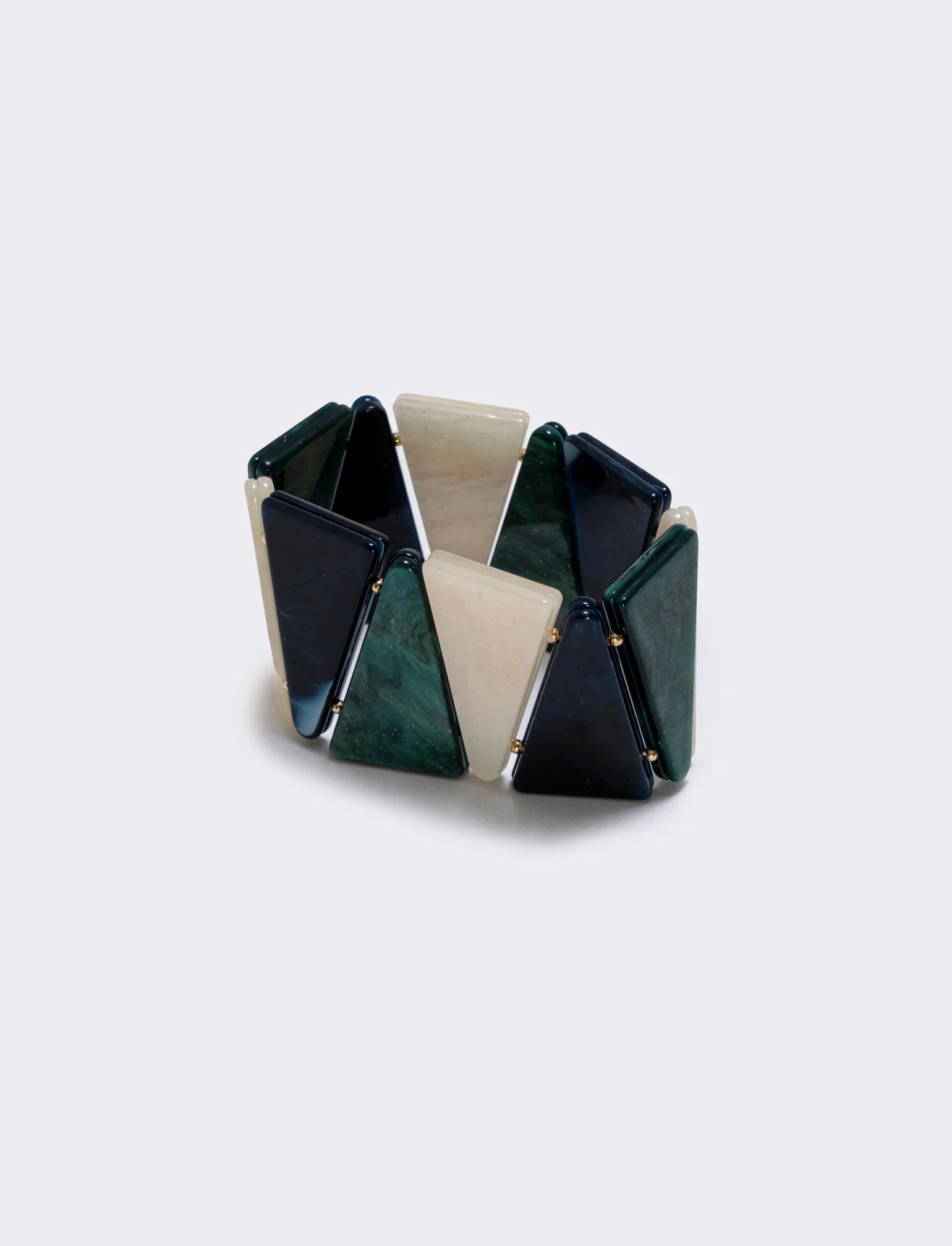 Bracciale elastico con pietre triangolari - Verde - Image 2