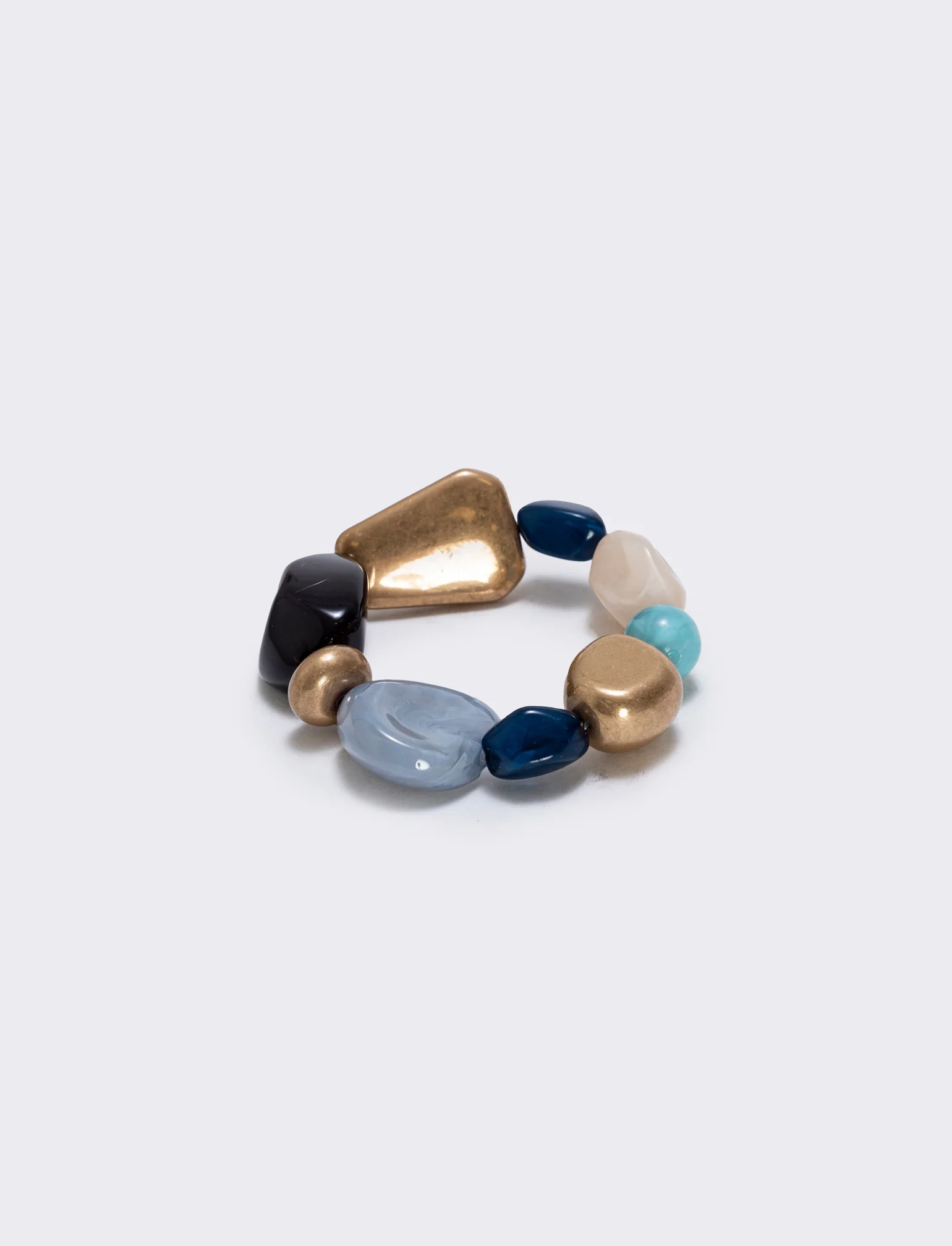 Bracciale elastico con pietre varie forme - Blu - Image 2