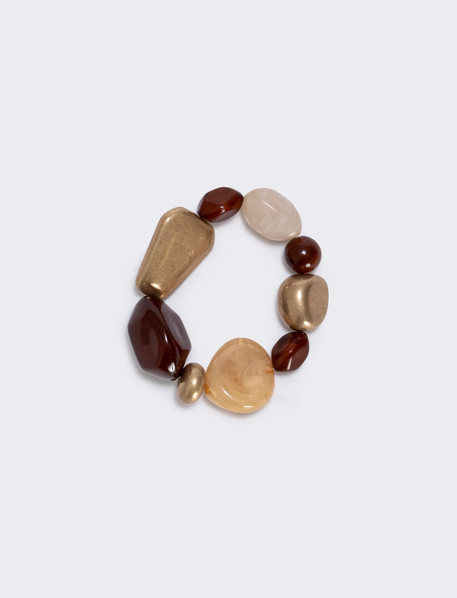 Bracciale elastico con pietre varie forme - Marrone
