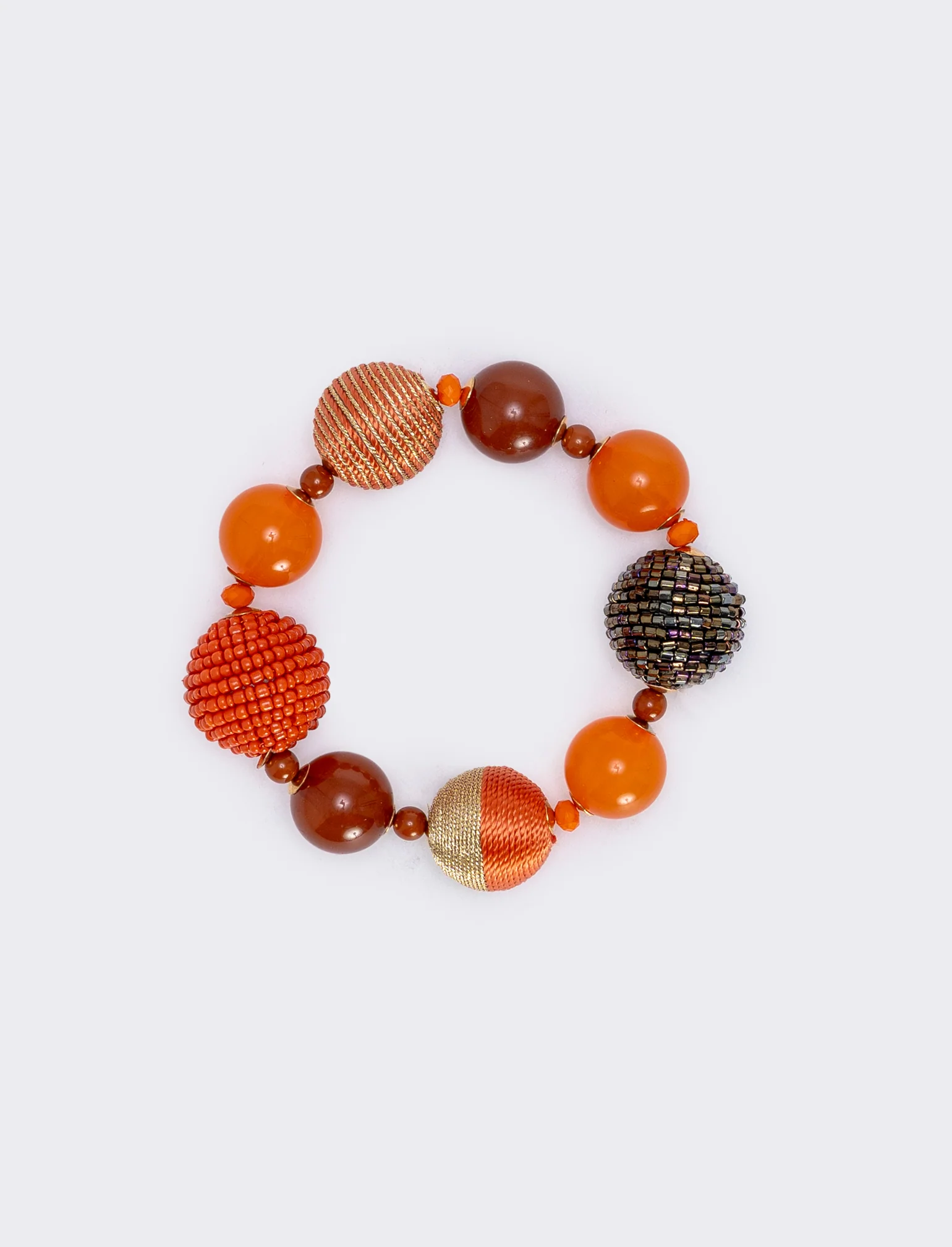 Bracciale elastico con sfere di conteria - Arancio