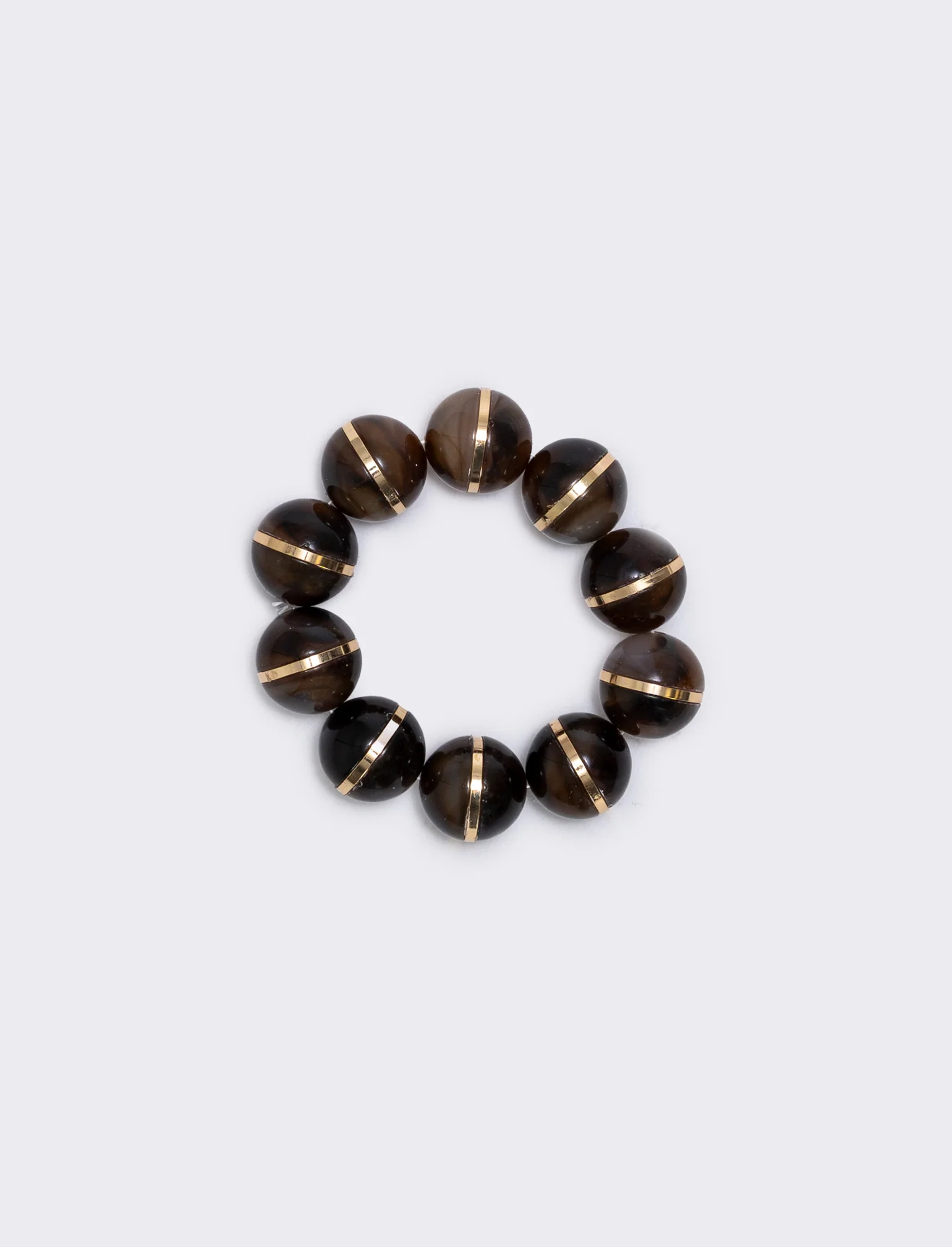 Bracciale elastico con sfere in pietra - Marrone