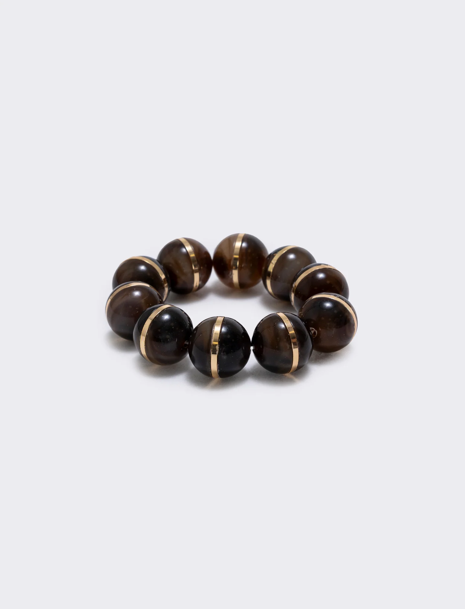 Bracciale elastico con sfere in pietra - Marrone - Image 2