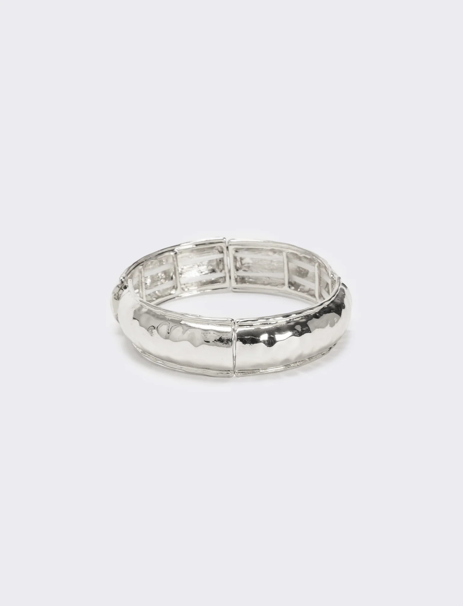 Bracciale elastico effetto martellato - Argento - Image 2