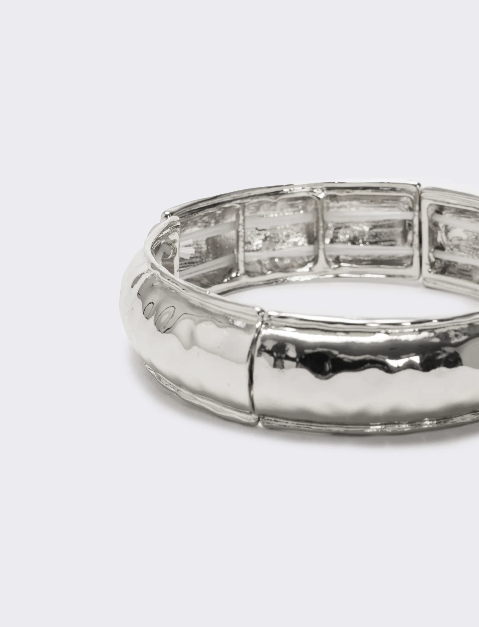 Bracciale elastico effetto martellato - Argento - Image 3