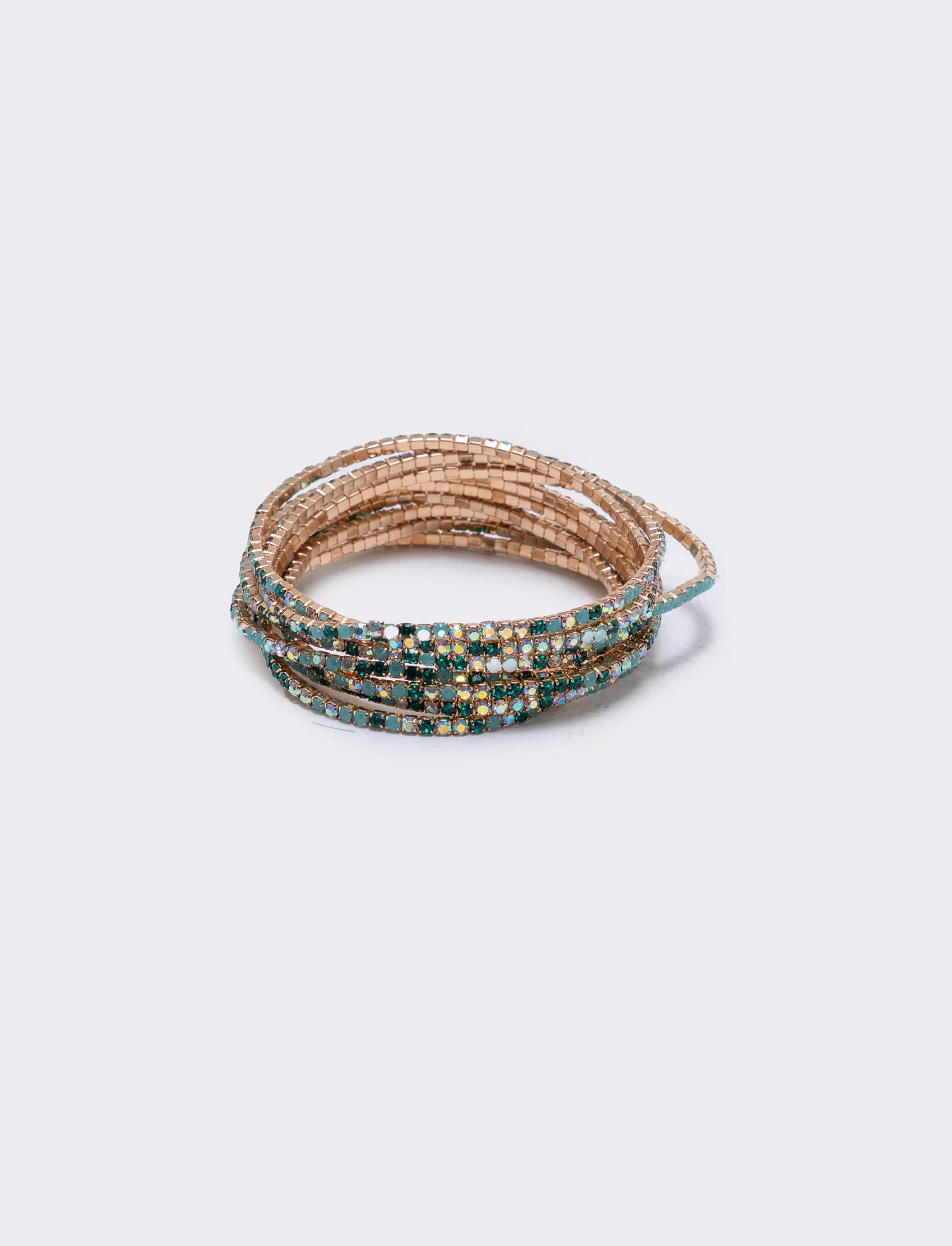 Bracciale multi fili con strass elegante - Verde - Image 2