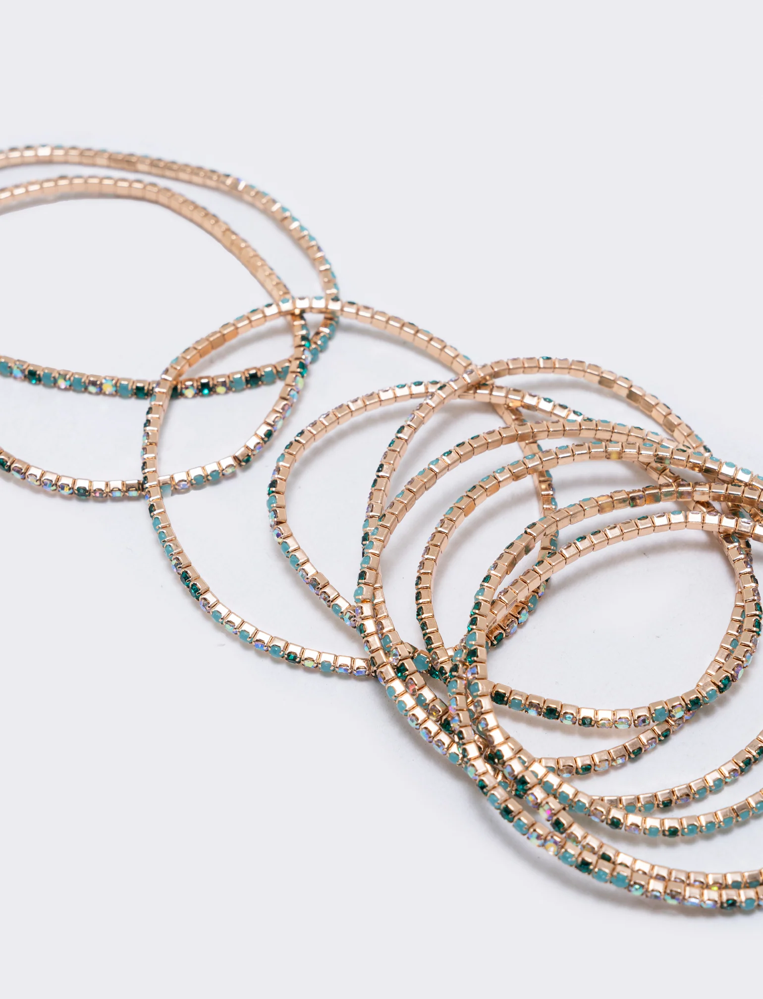 Bracciale multi fili con strass elegante - Verde - Image 3