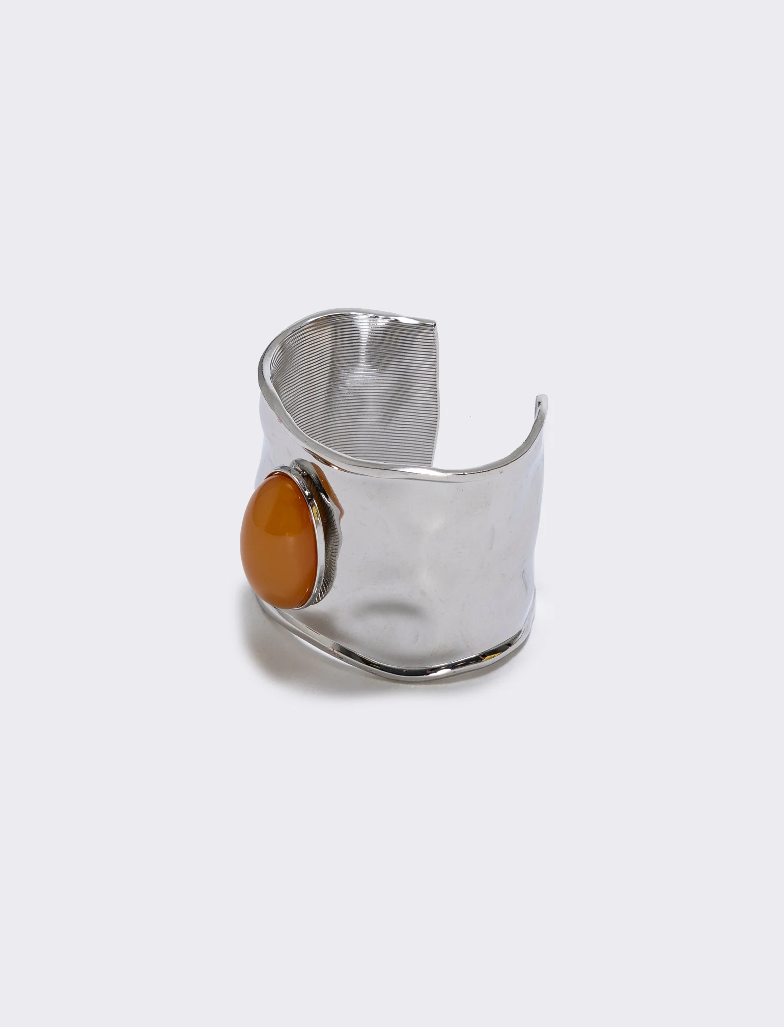 Bracciale rigido largo con grande pietra - Marrone - Image 2