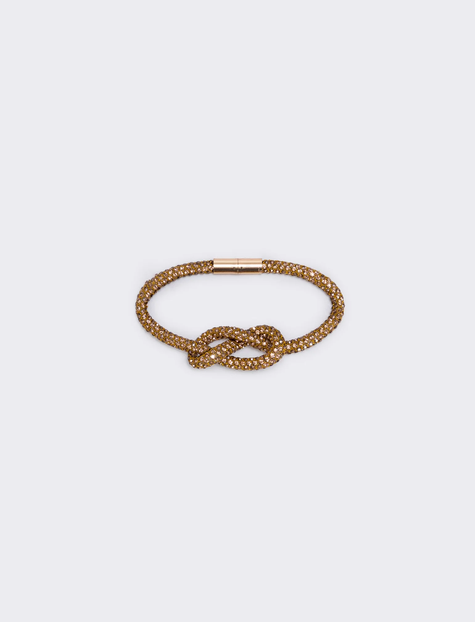 Bracciale strass con nodo tubolare - Marrone