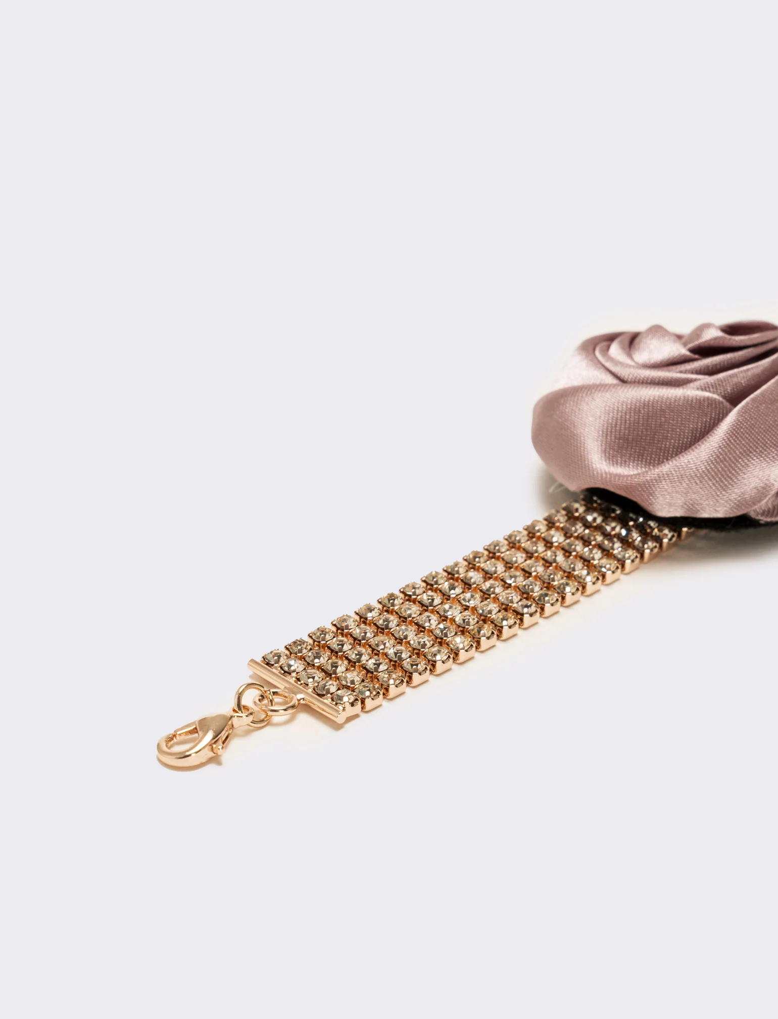 Bracciale strass e rosa in tessuto - Rosa - Image 2