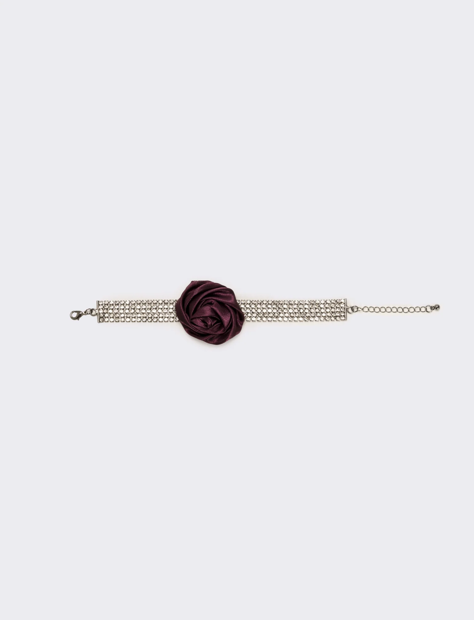 Bracciale strass e rosa in tessuto - Viola