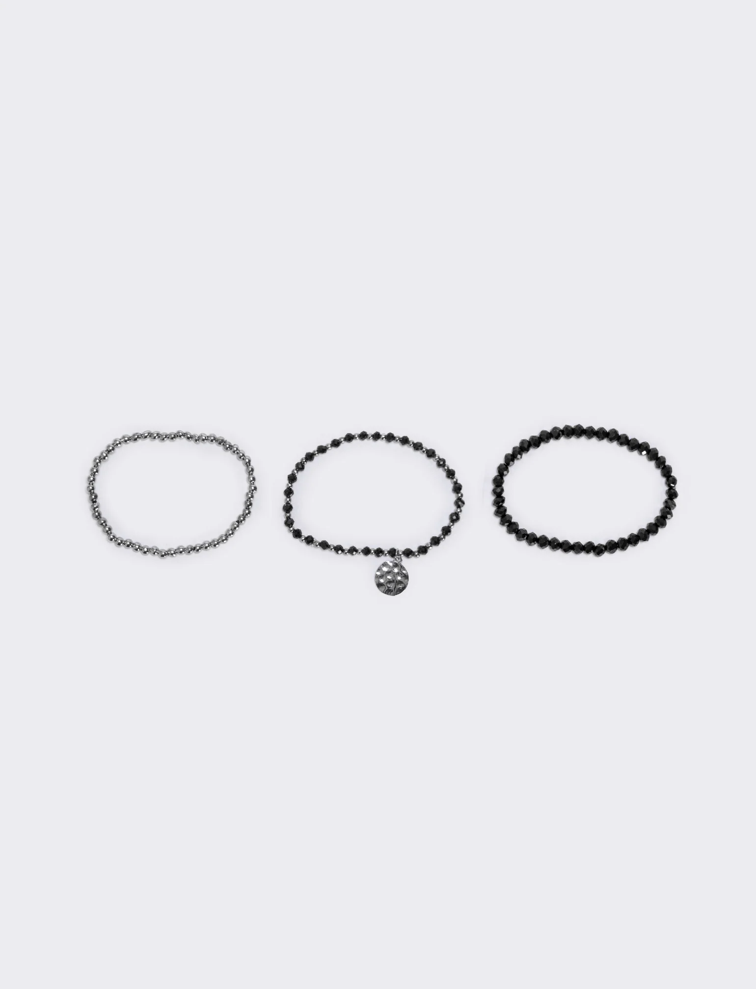Bracciale tre fili con medaglina - Nero - Image 2