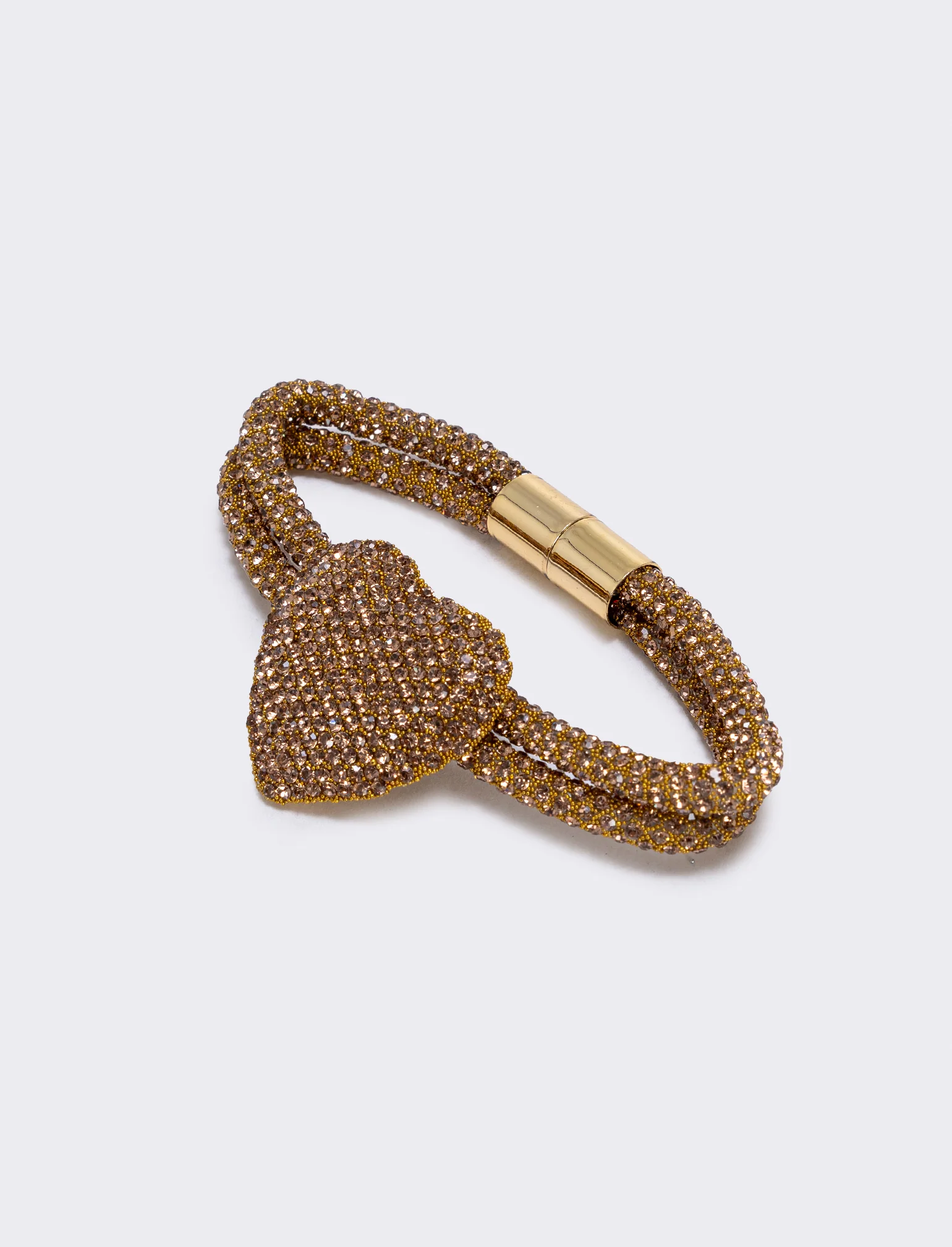 Bracciale tubolare con cuore e strass - Giallo - Image 4